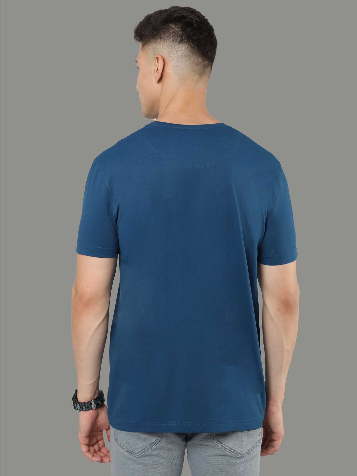 Teal Blue Men's Crew Neck T-Shirts Tribal