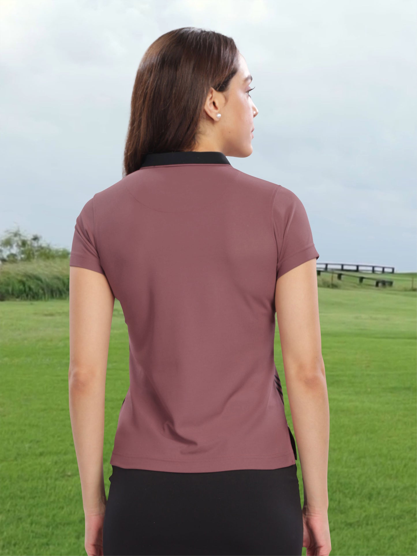 Mauve Women Active Wear Polo T-shirts