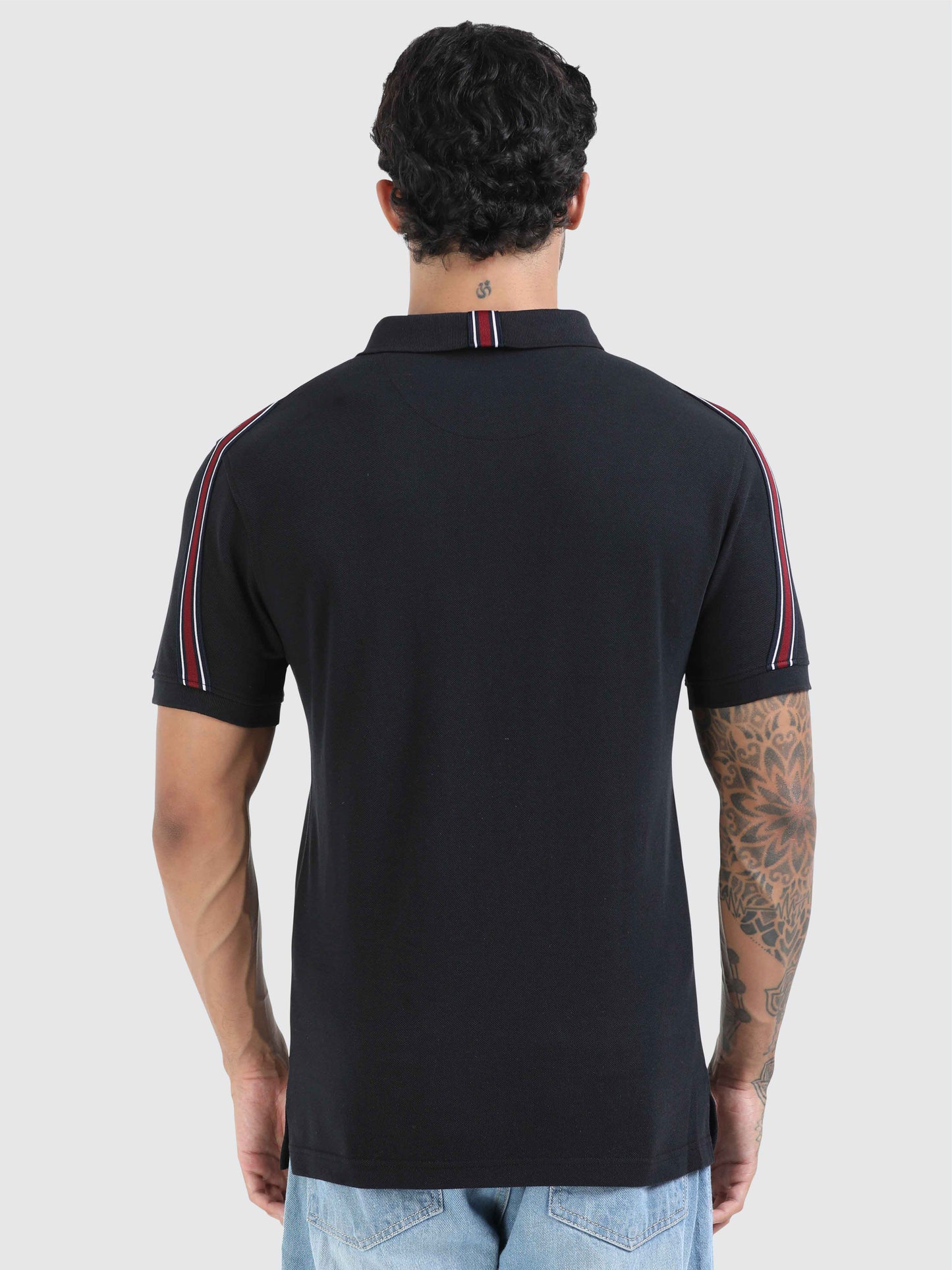 Men Black Solid Premium Cotton Polo T-shirt | Stretchable | Feather touch feel | Sustainable | Breathable | Light Weight