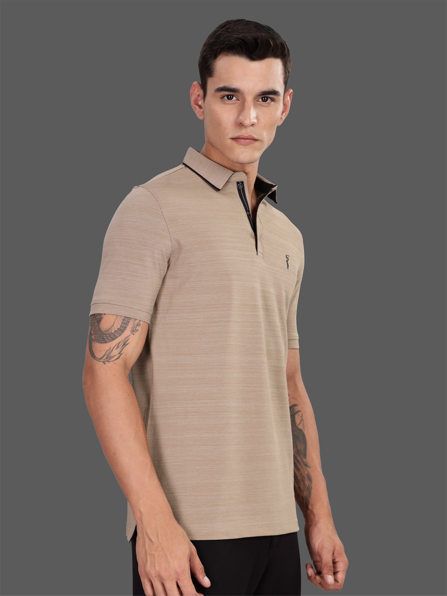 Shadow Grey Premium Pique Crush Polo T-Shirt