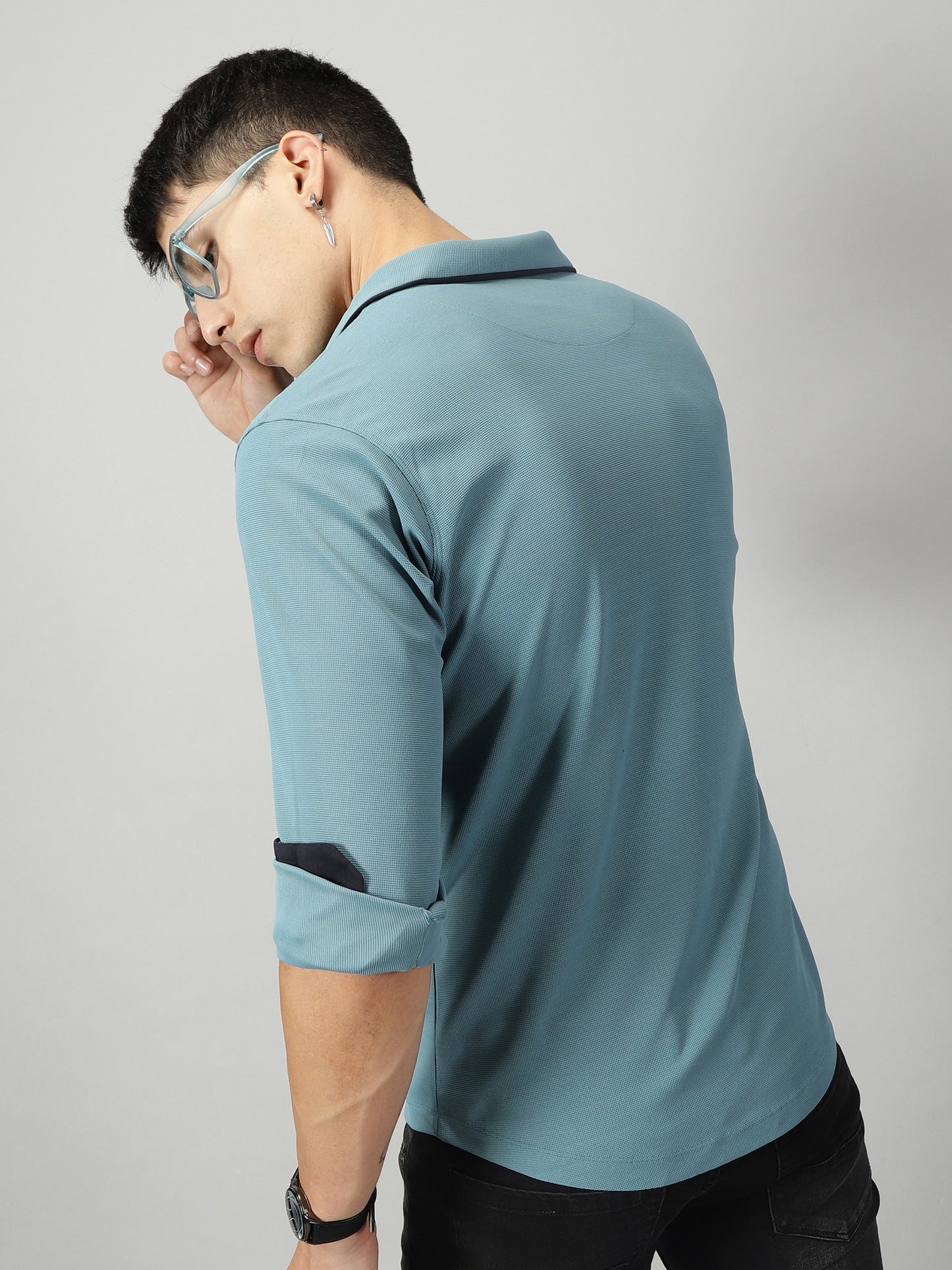 Nile Blue Men's Premium Knitted Shirt - Casual Shirts