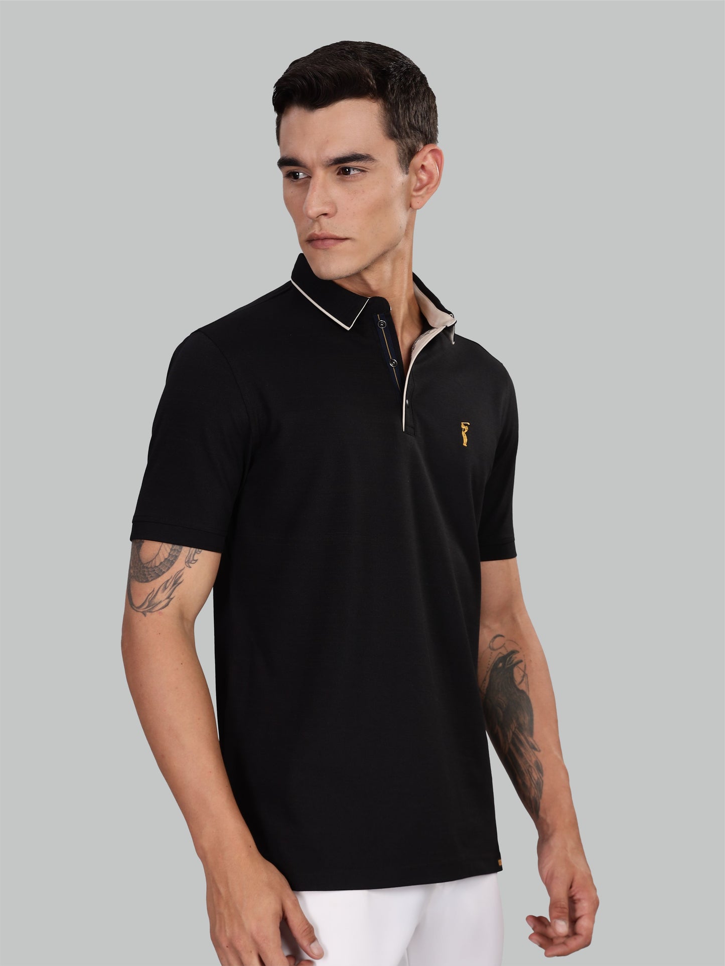 Men's Black Premium Pique Crush Polo T-Shirt