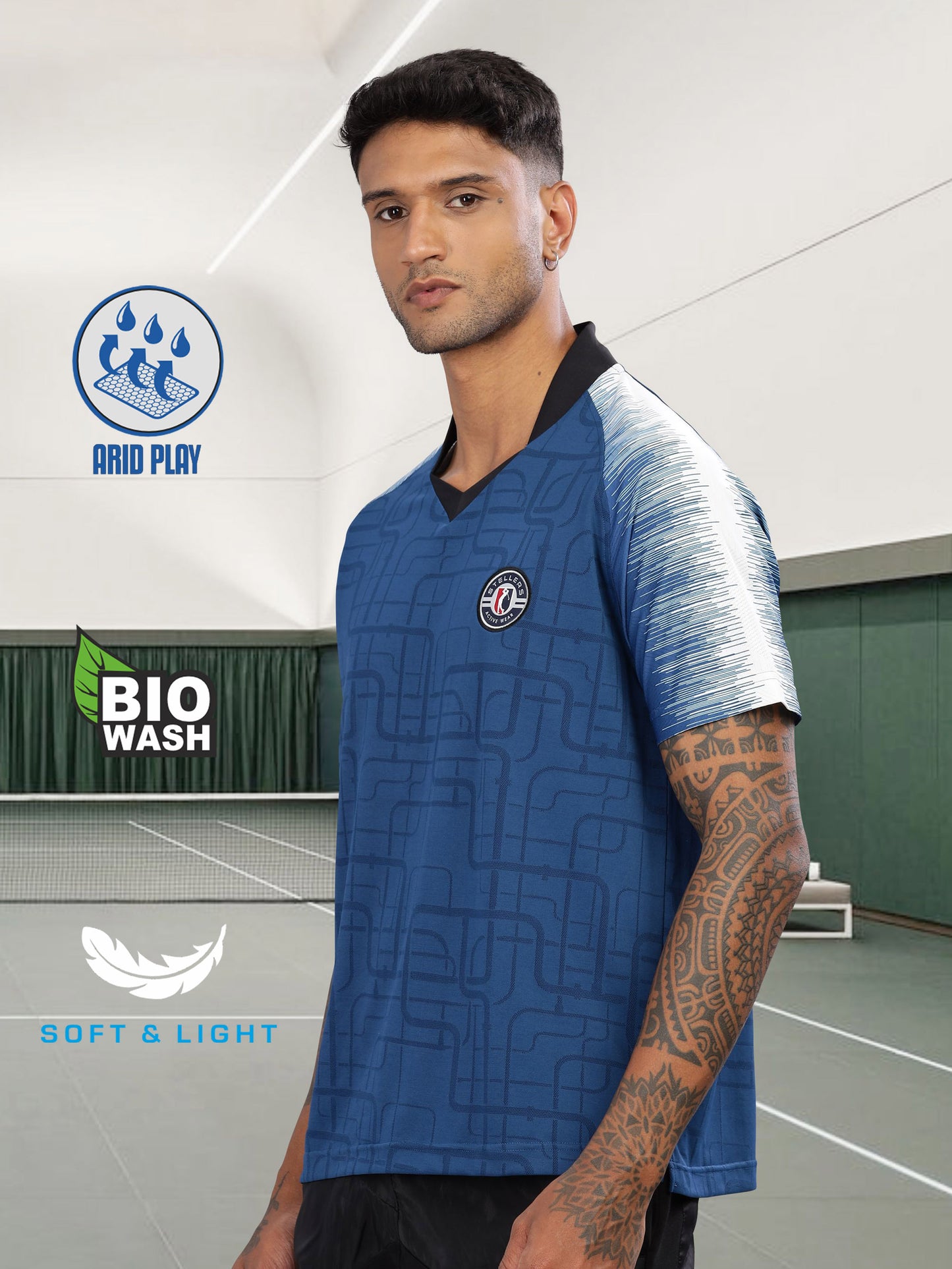 Blue Men’s Printed Active Wear t shirts for men