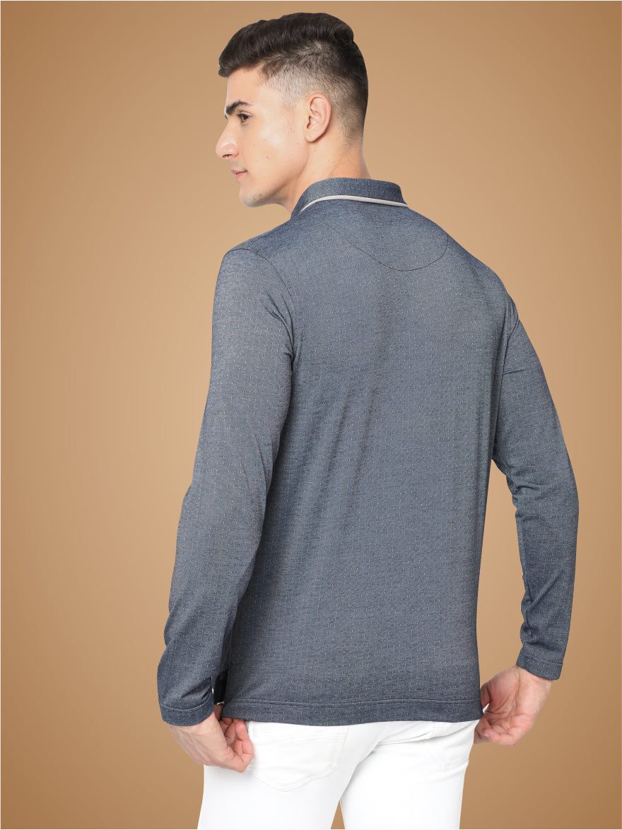 Dark Grey Dropman Men's Full Sleeve Polo T Shirt