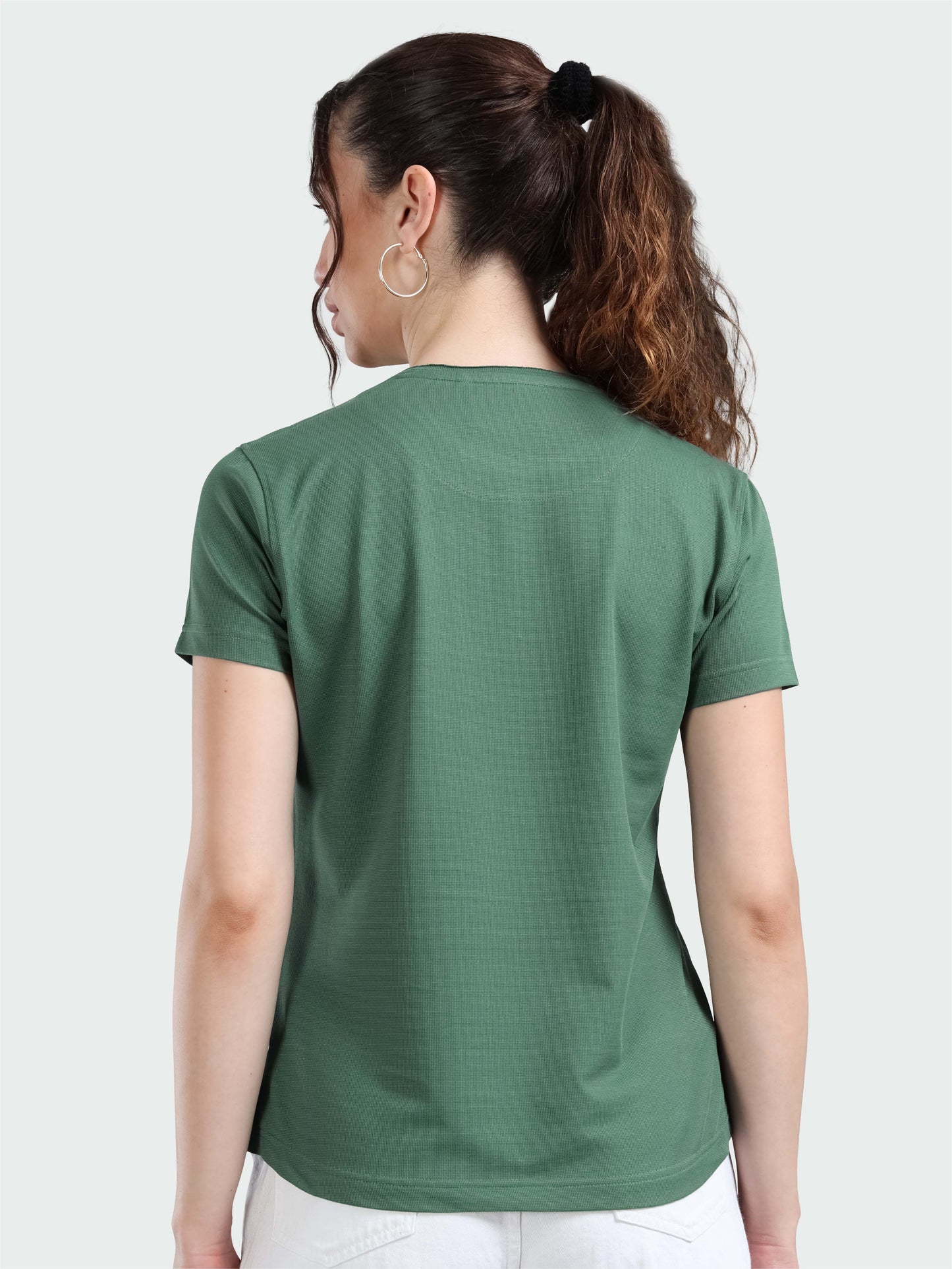 Women's Premium Cotton Crew Neck T-shirts - Green