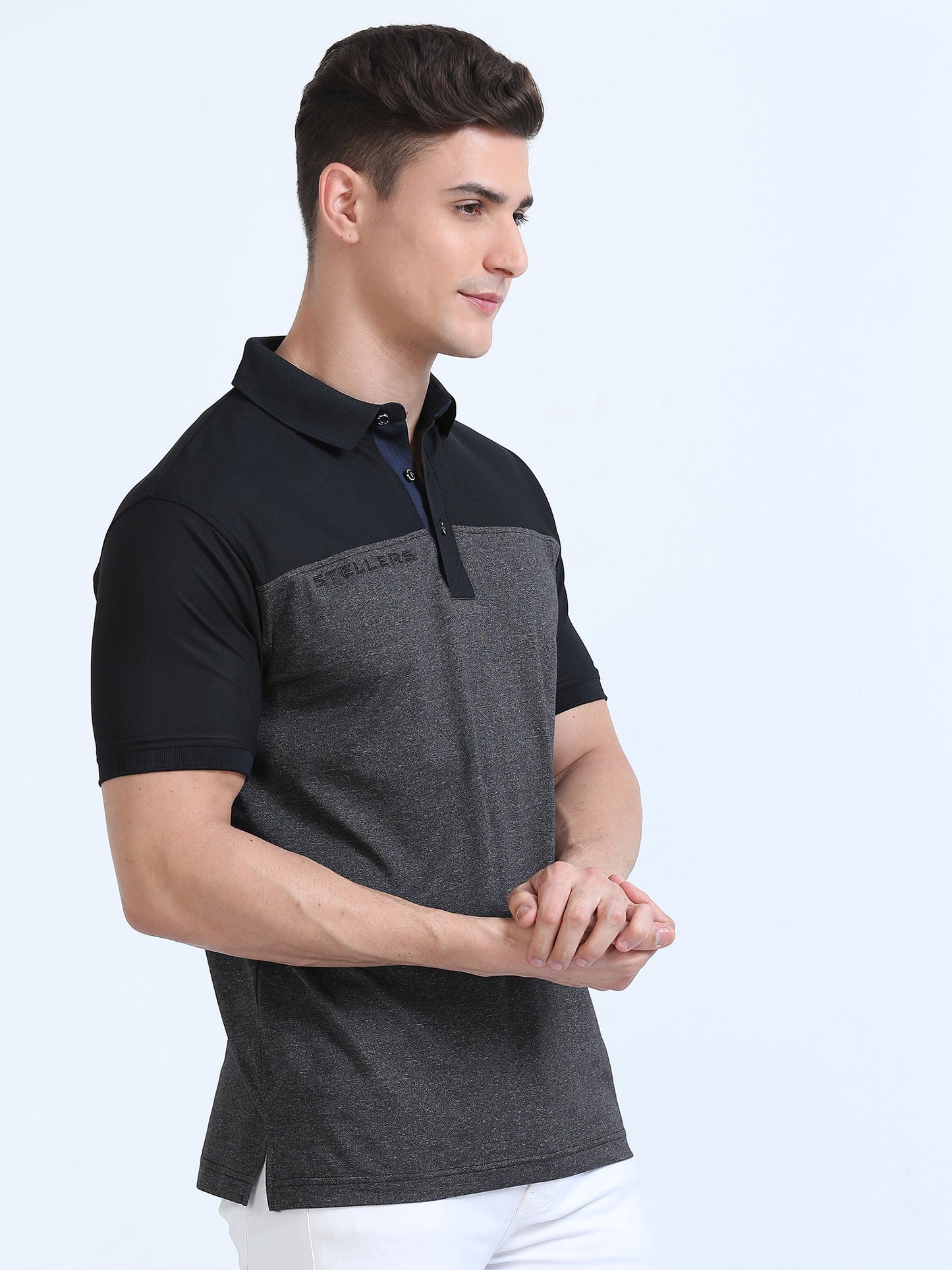 Black Men's T-Cross Polo T-Shirt | Quick Dry | Stretchable | UV Protected | Wrinkle & Odour-Free