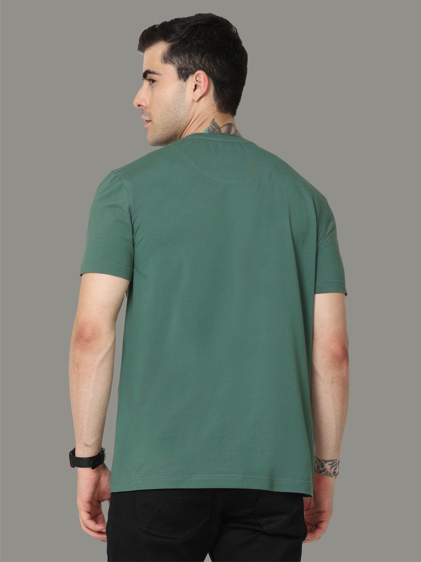 Aqua Green Men's Crew Neck T-Shirts Tribal