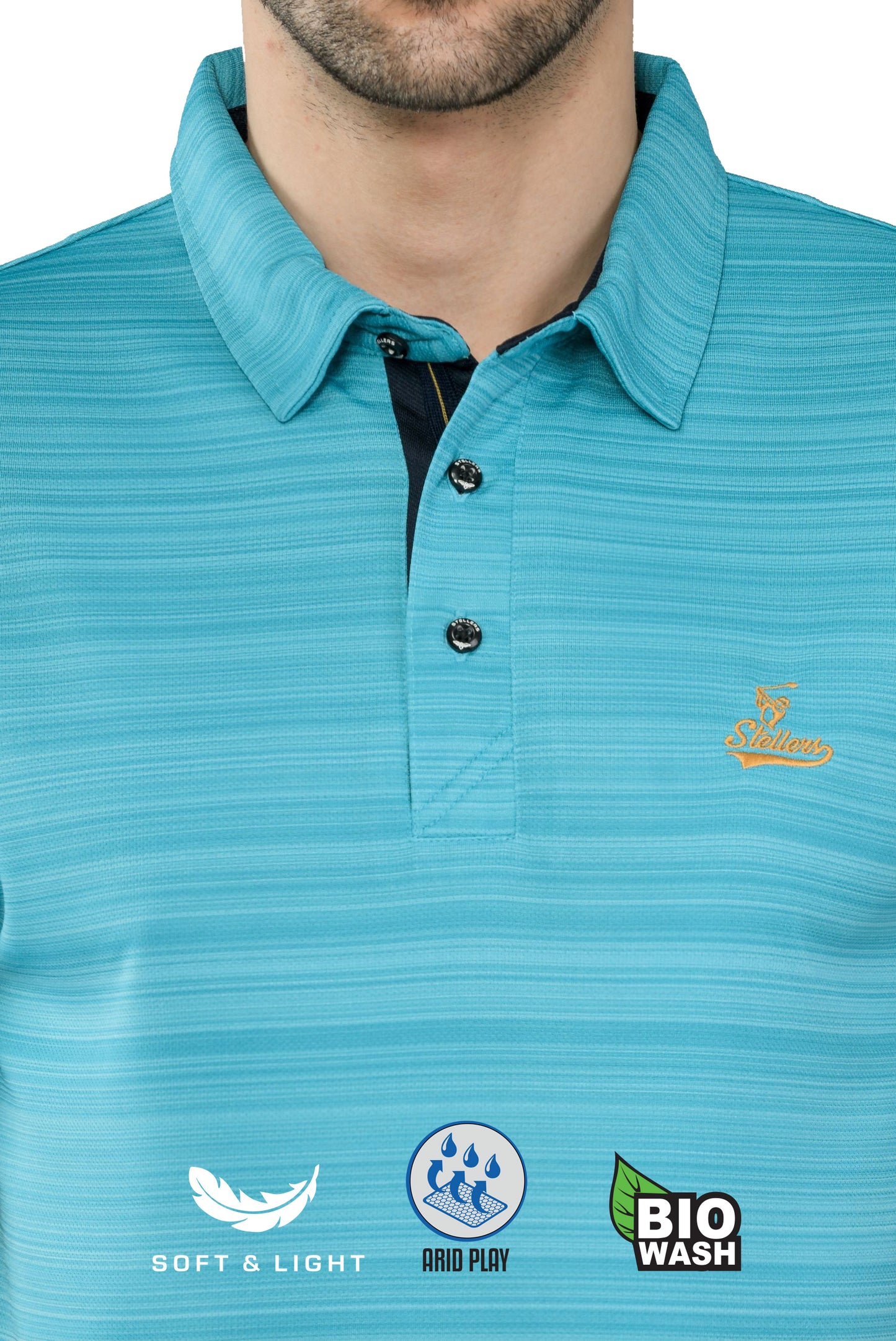 Jade Green Men's Barcode Weave Golf Polo T Shirt