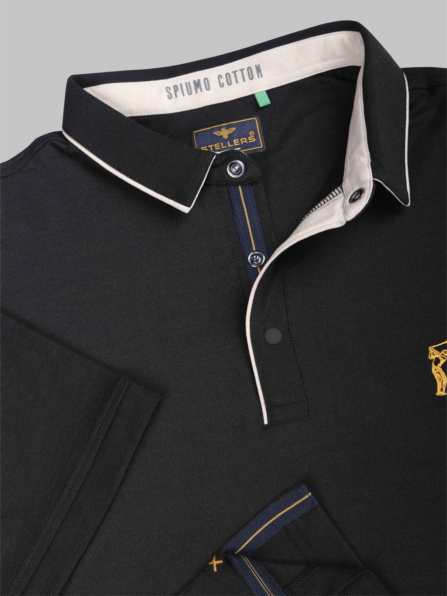 Men's Black Premium Pique Crush Polo T-Shirt