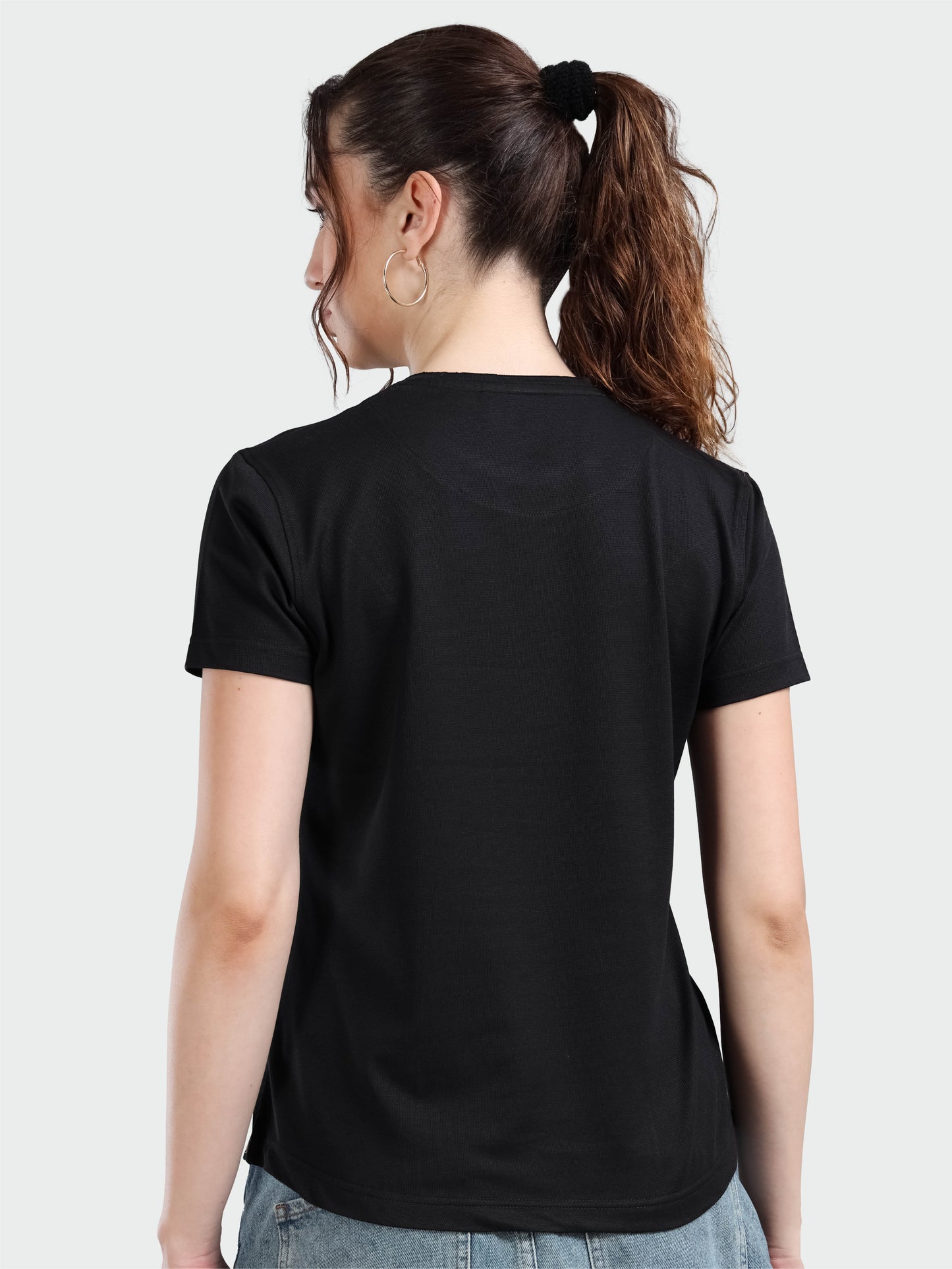 Women's Premium Cotton Crew Neck T-shirts - Black