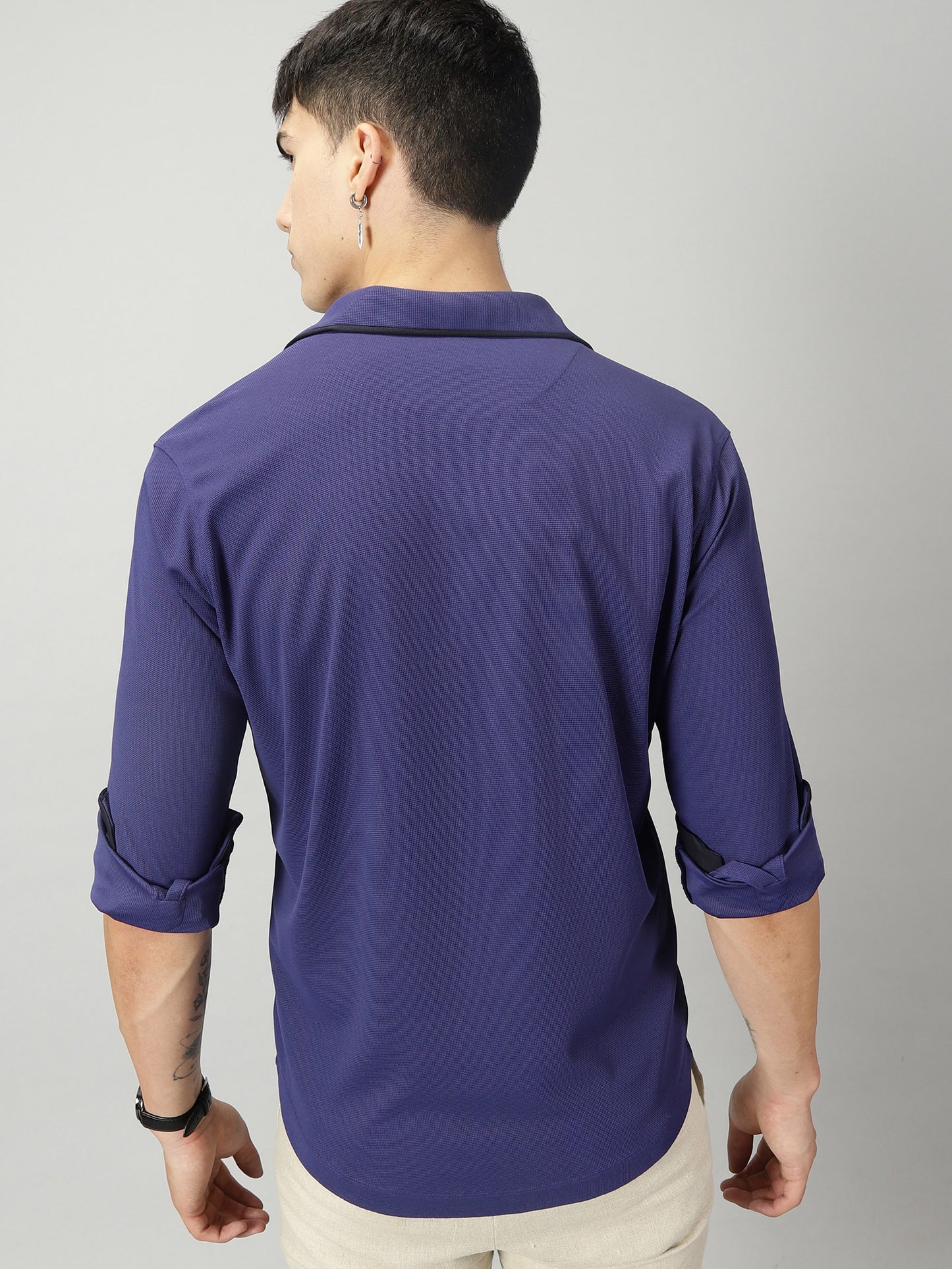 Men's Premium Knitted Shirts-Neon Blue