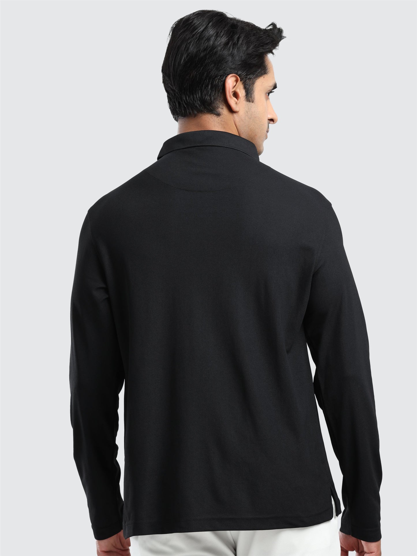 Men's Black Full Sleeve Polo T-Shirt