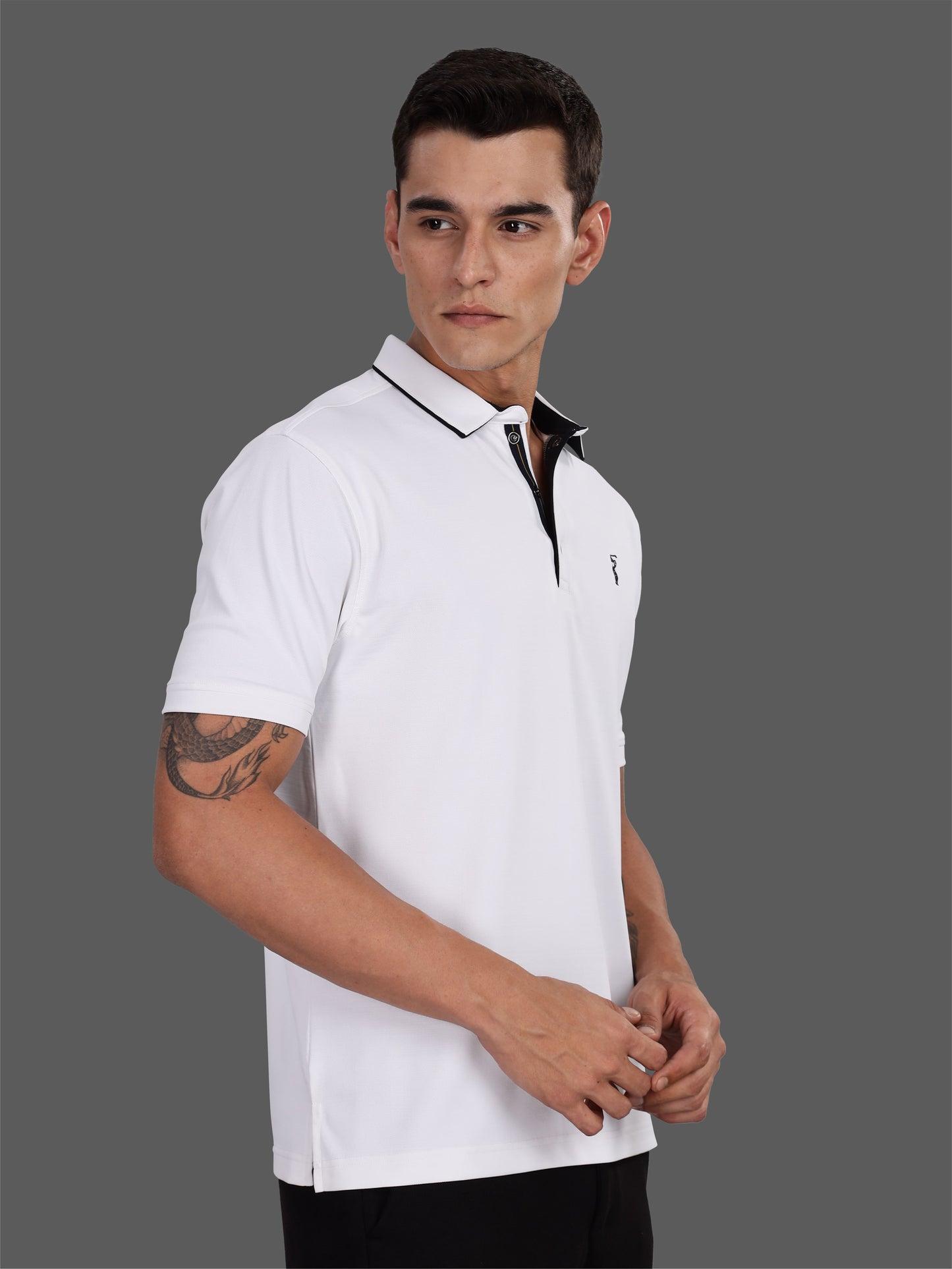 White Premium Pique Crush Polo T-Shirt