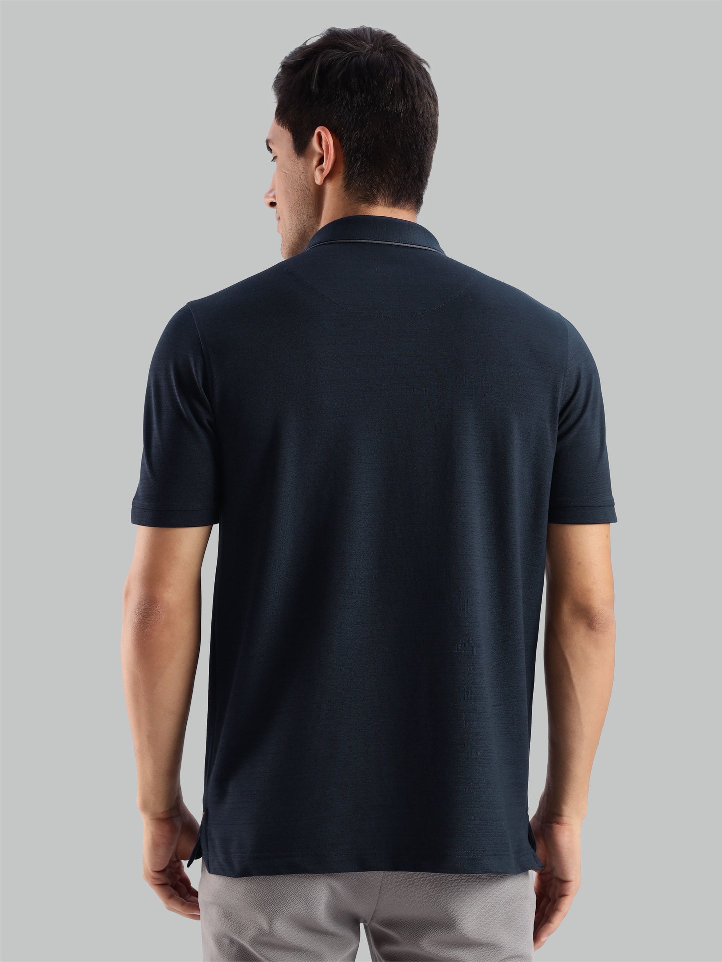 Navy Blue Premium Pique Crush Polo T-Shirt