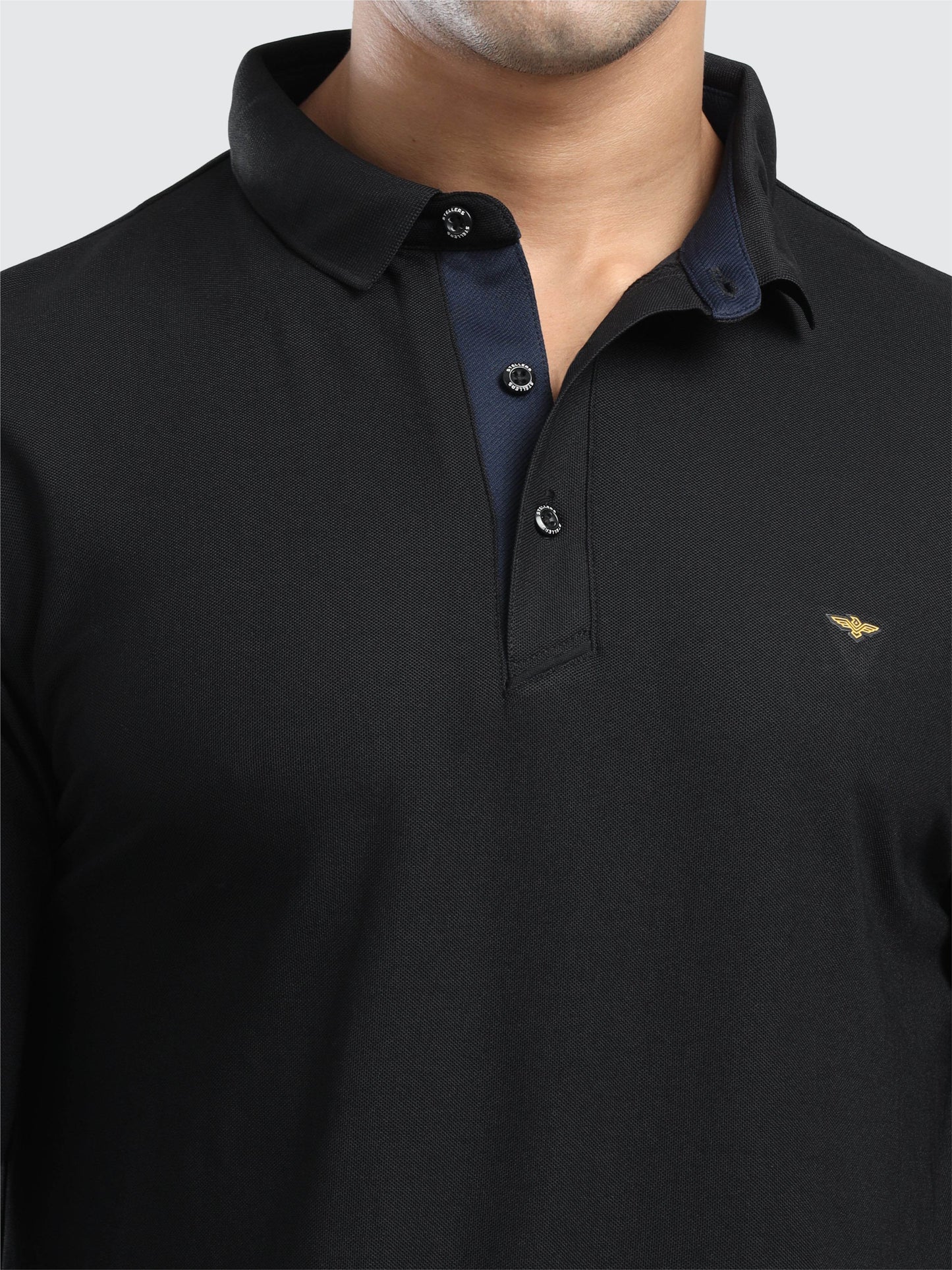Men's Black Full Sleeve Polo T-Shirt