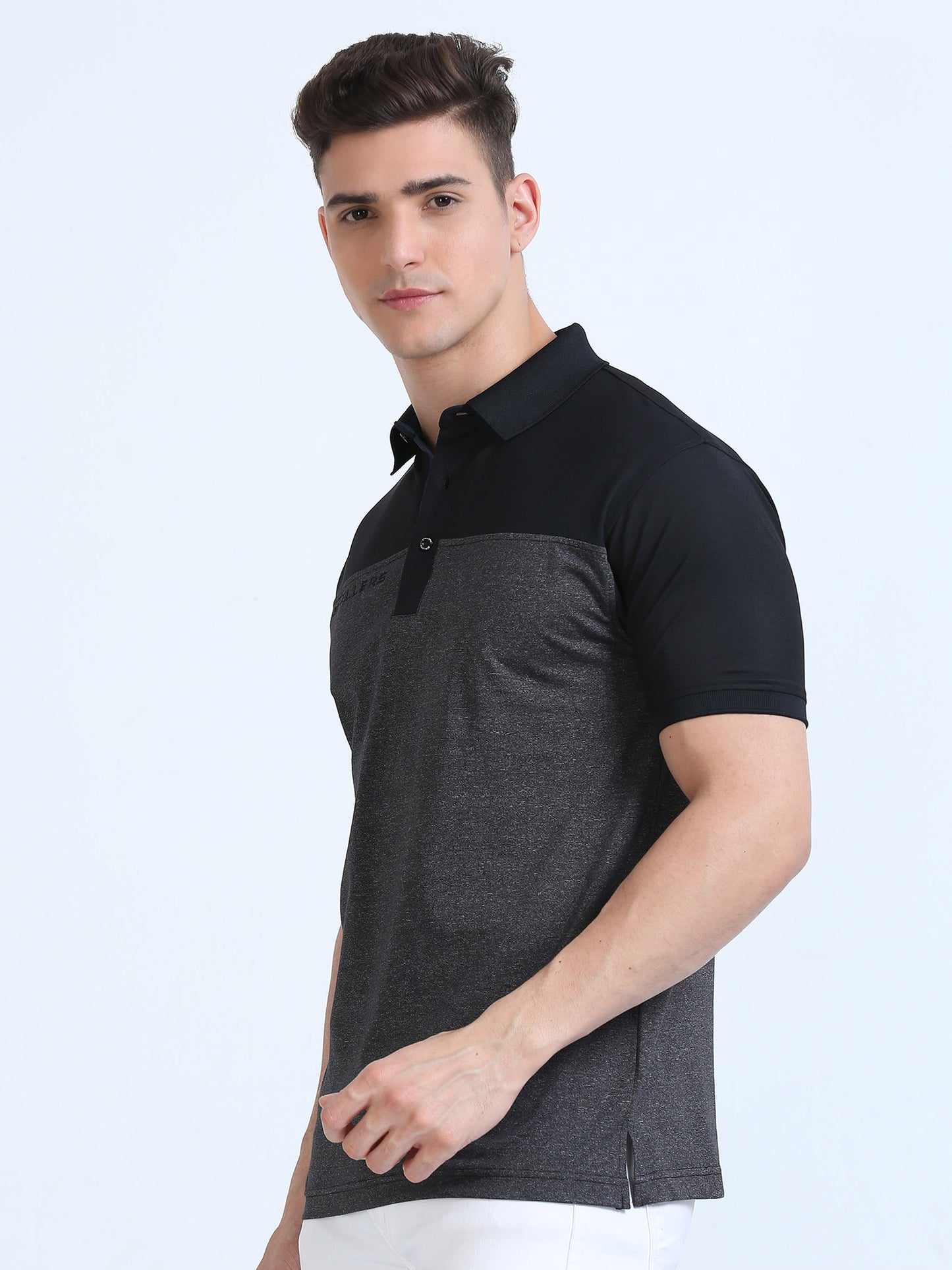 Black Men's T-Cross Polo T-Shirt | Quick Dry | Stretchable | UV Protected | Wrinkle & Odour-Free