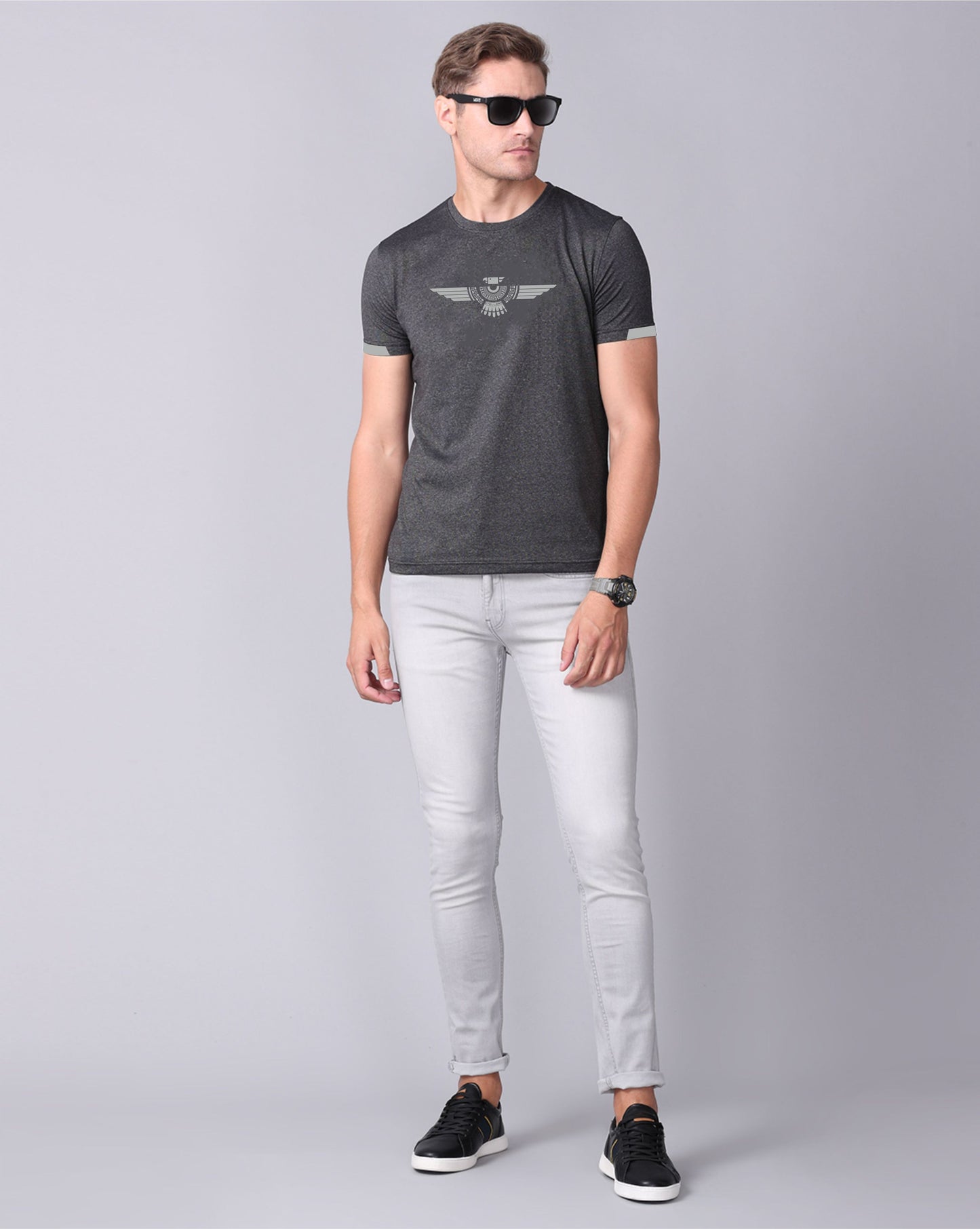 Black Men's Cotton Round Neck T Shirt