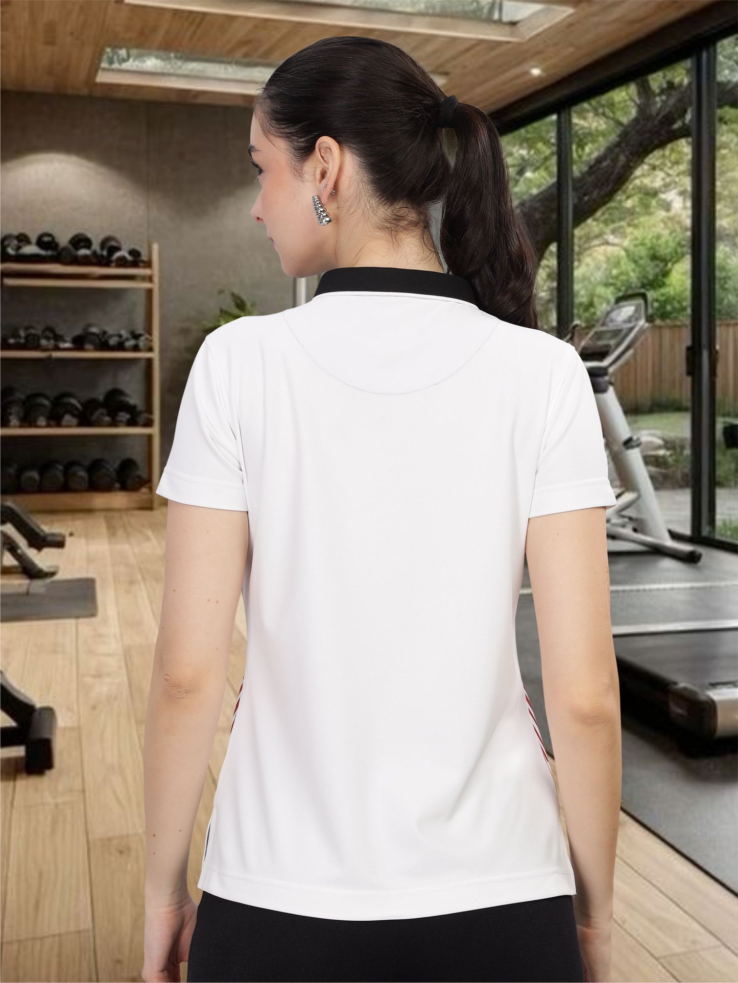 Red Women Active Wear Polo T-Shirt