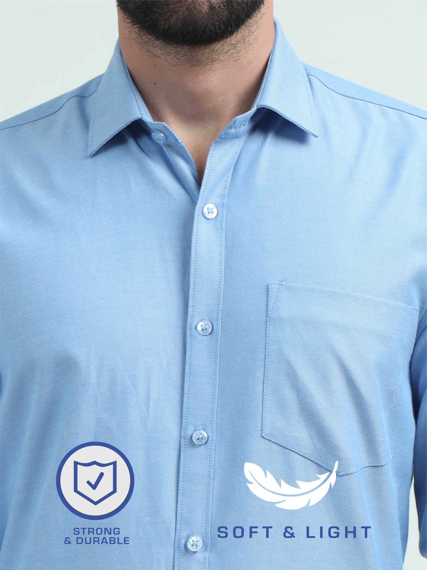 Bright Blue Oxford Formal Shirt for Men
