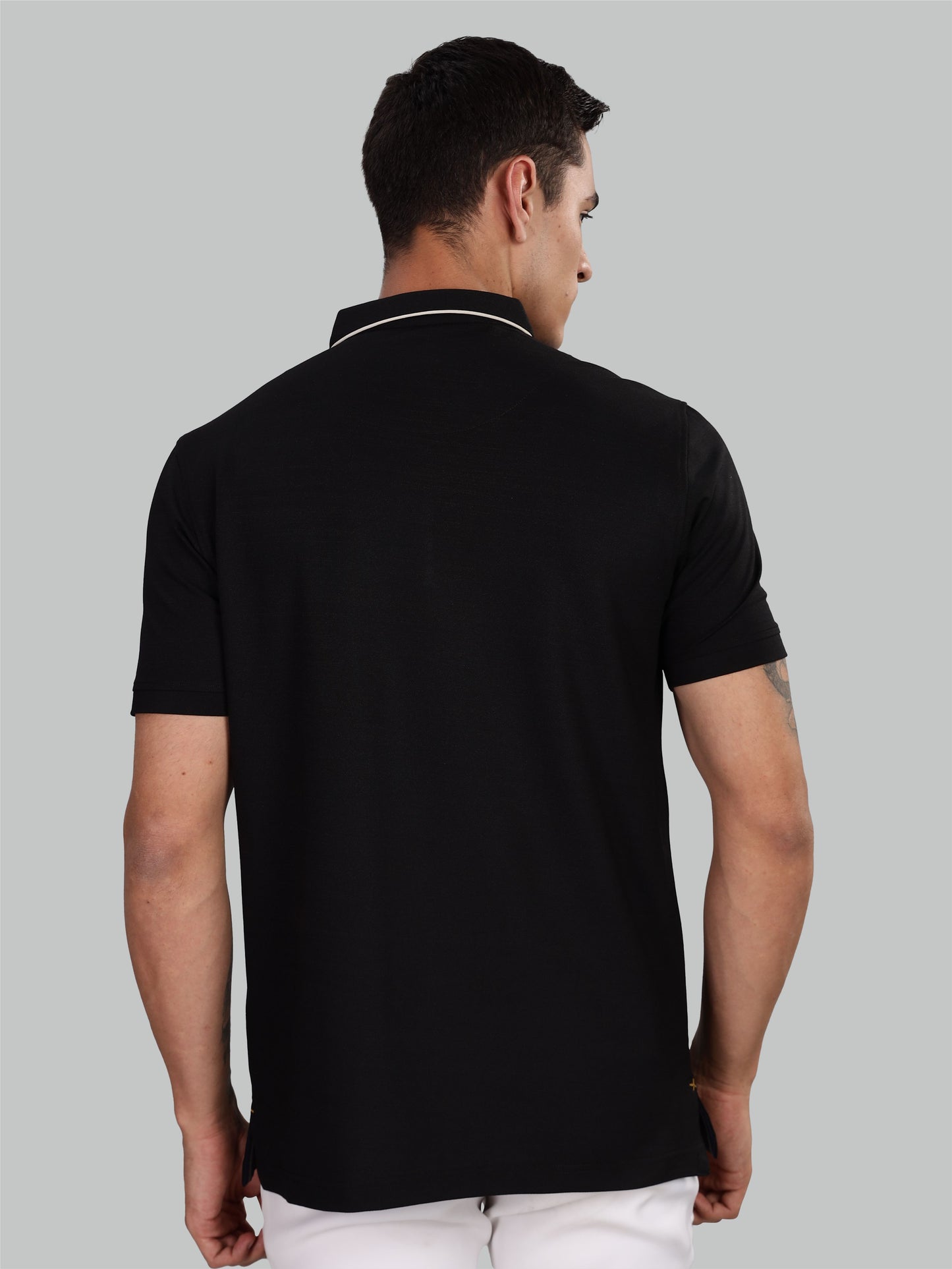 Men's Black Premium Pique Crush Polo T-Shirt