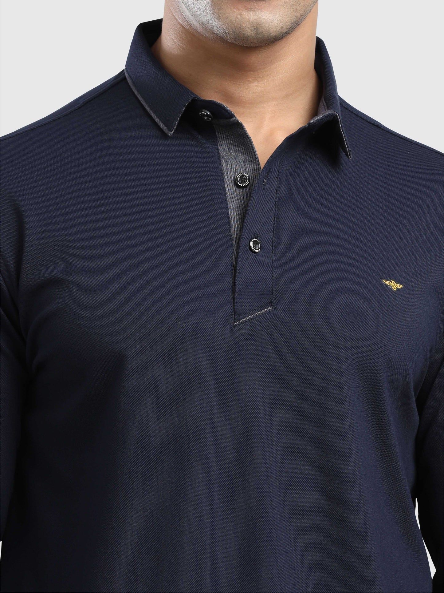 Men's Full Sleeve Soft Berry PQ Polo T-Shirt-Navy Blue