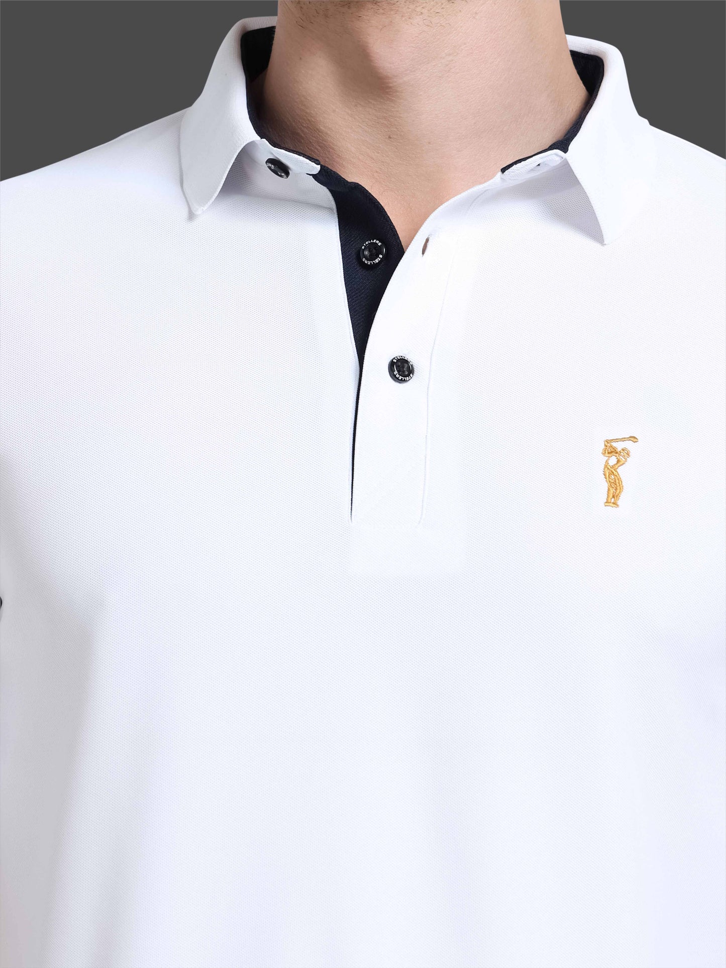 Men White Premium Golf Polo T-Shirt | Quick Dry | Stretchable | UV Protected | Wrinkle & Odour-Free
