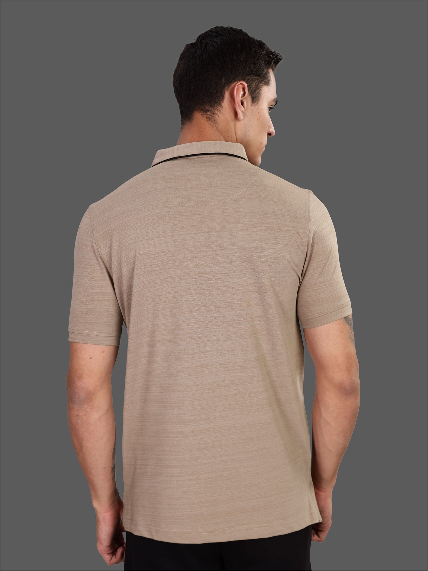 Shadow Grey Premium Pique Crush Polo T-Shirt