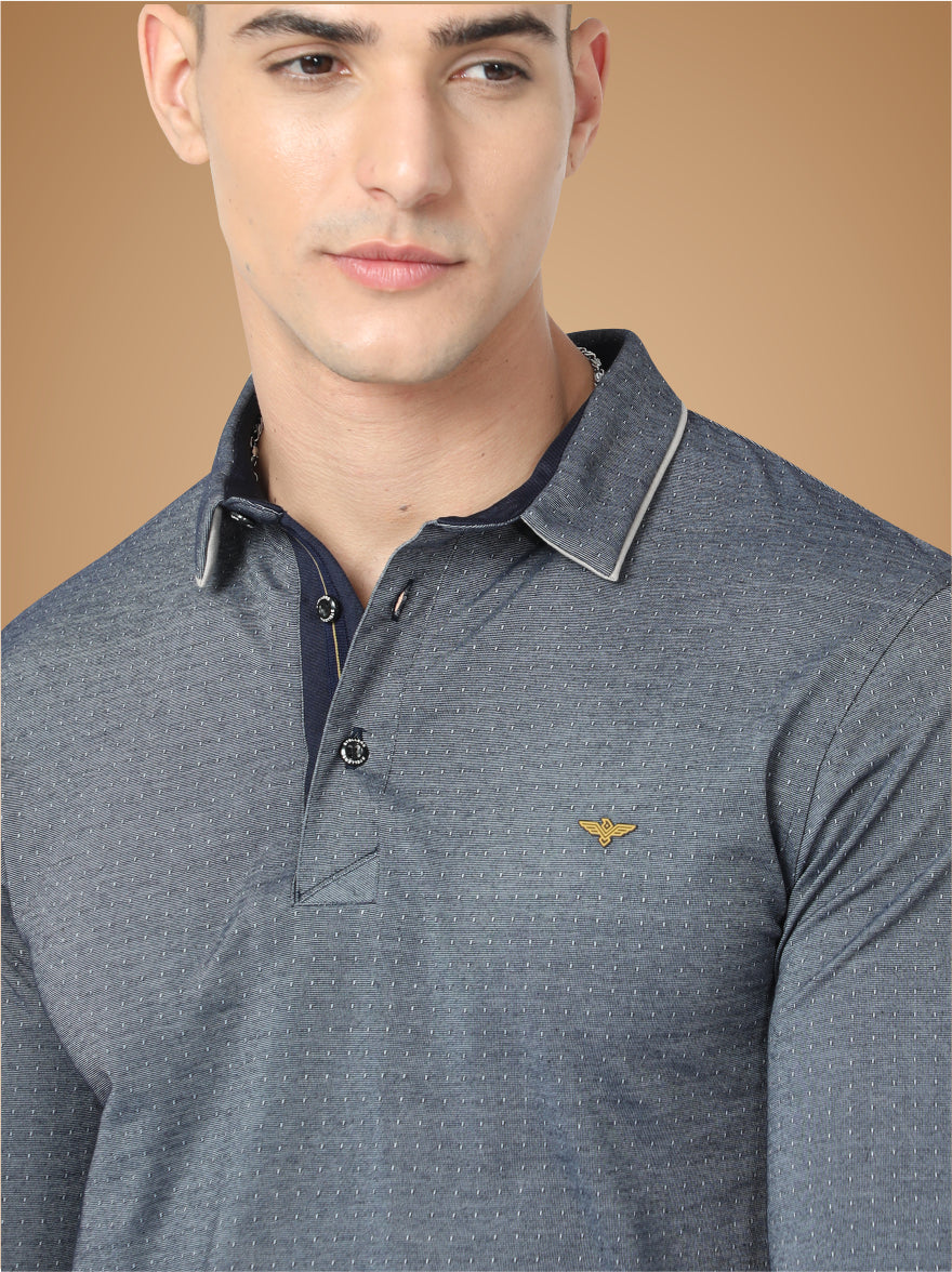 Dark Grey Dropman Men's Full Sleeve Polo T Shirt