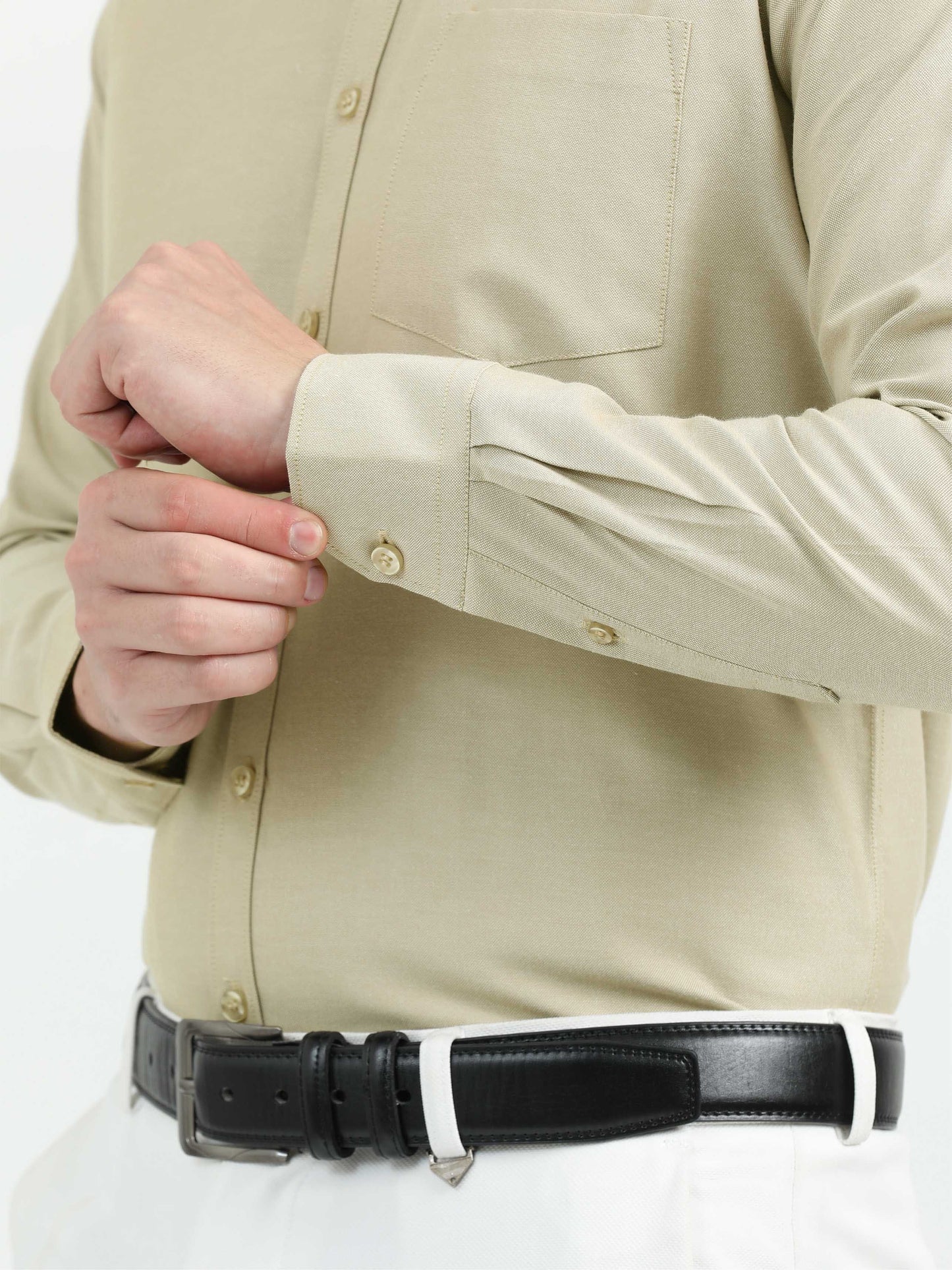 Beige Men's Oxford Formal Office Shirt