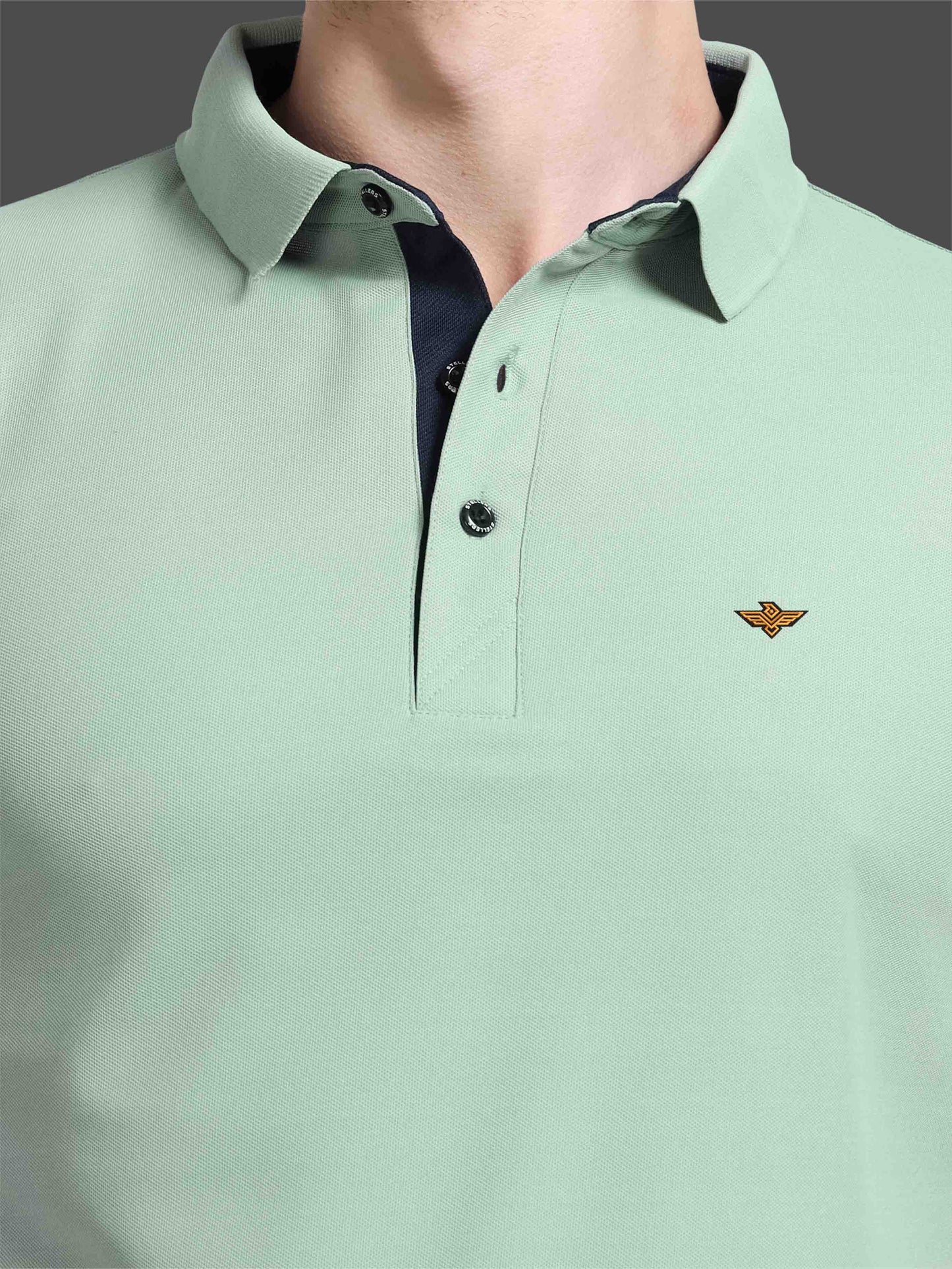 Men Misty Green Premium Polo T-Shirt | Quick Dry | Stretchable | UV Protected | Wrinkle & Odour-Free