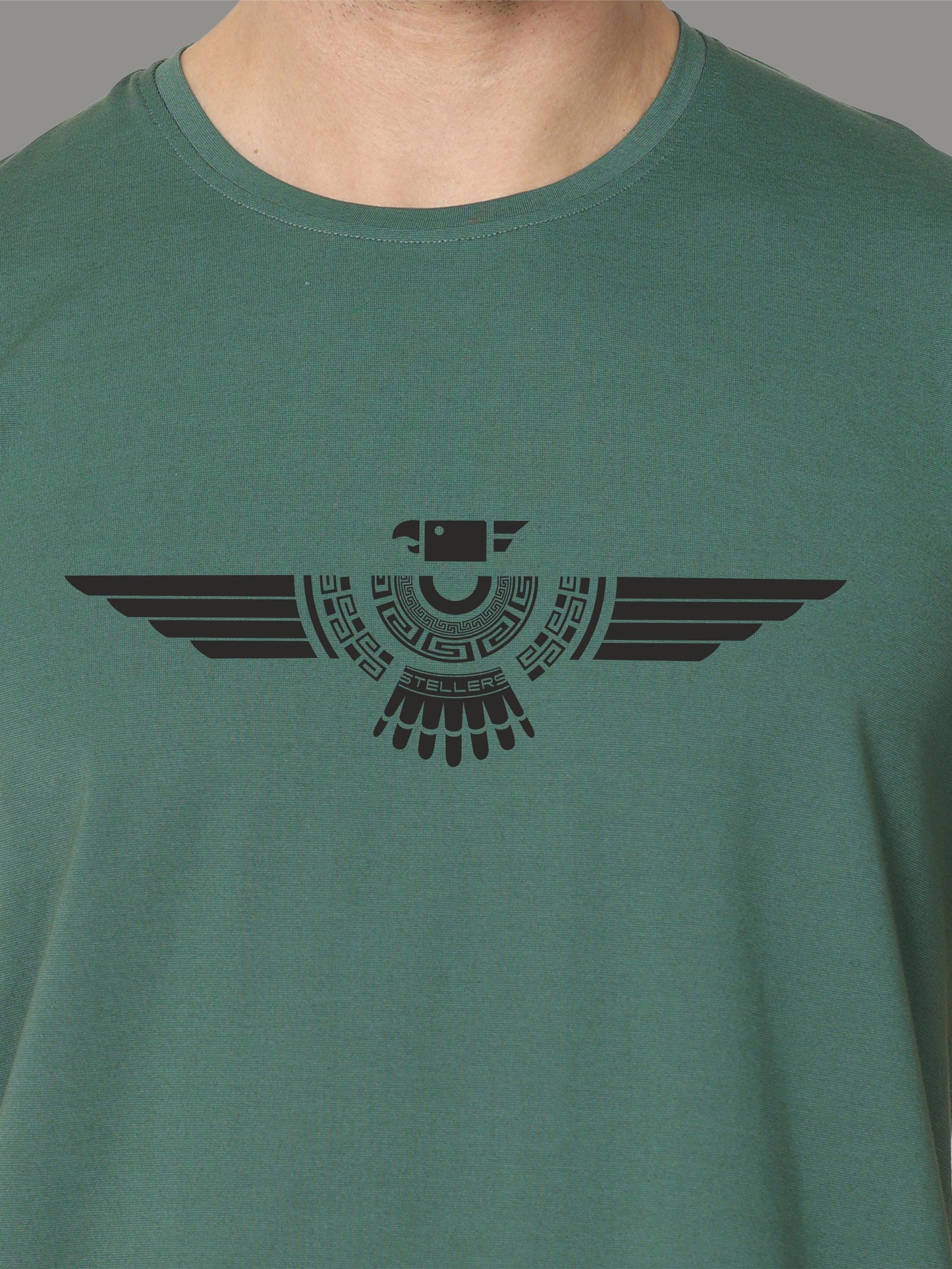 Aqua Green Men's Crew Neck T-Shirts Tribal