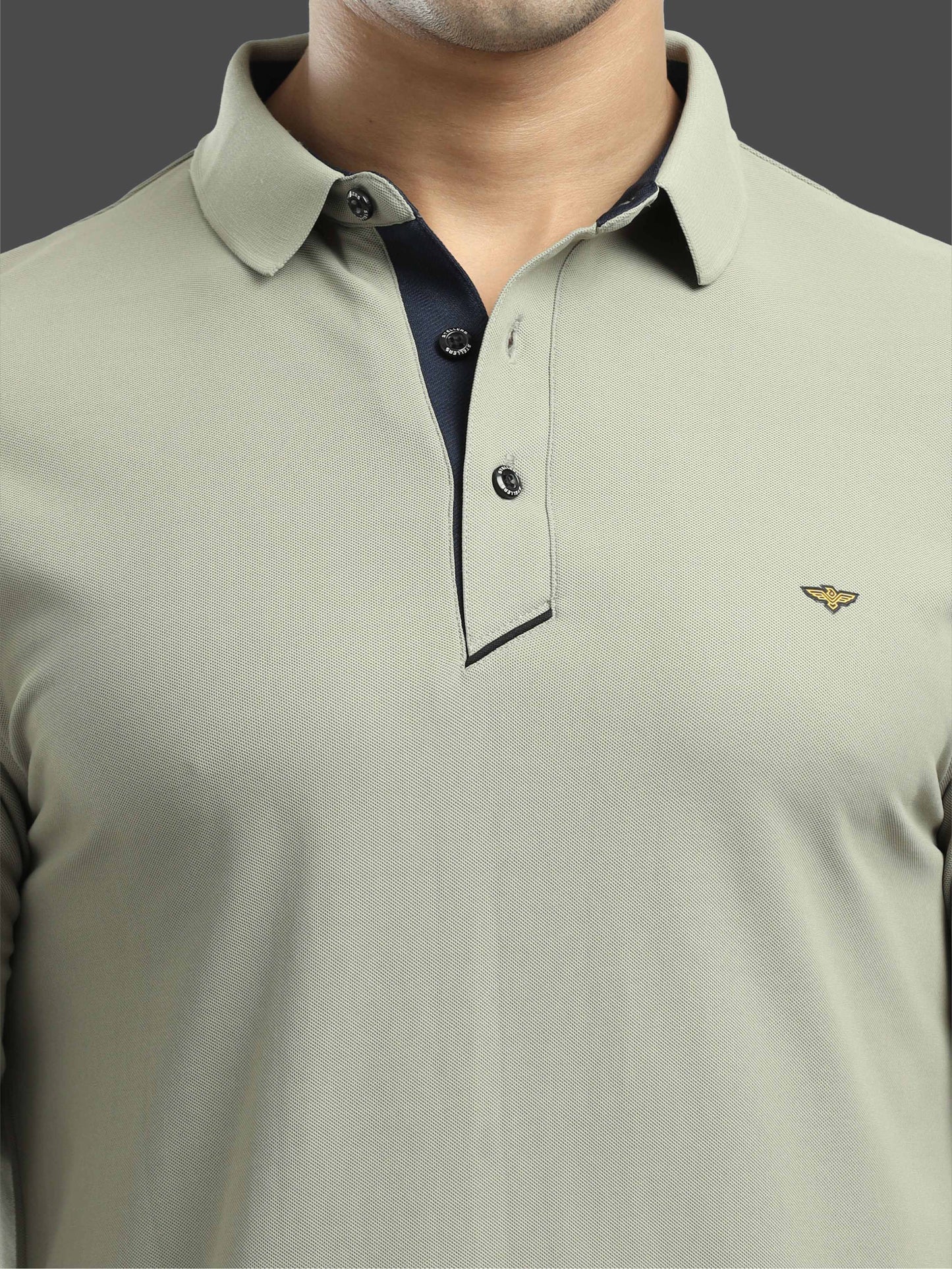 Men's Moose Grey Full Sleeve Polo T-Shirt