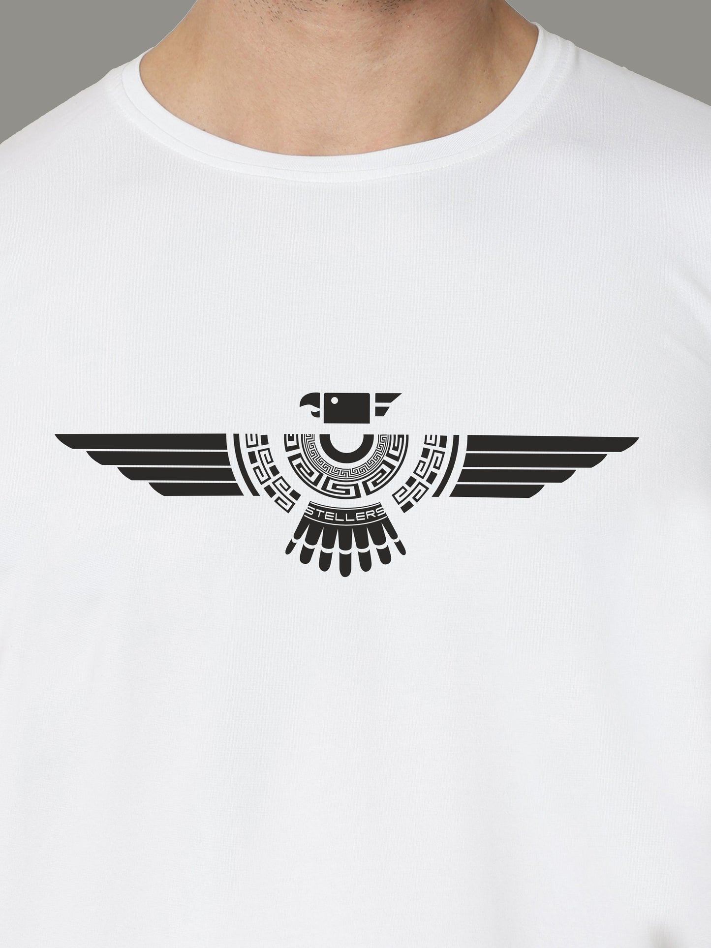 White Tribal Men’s Round Neck T Shirts