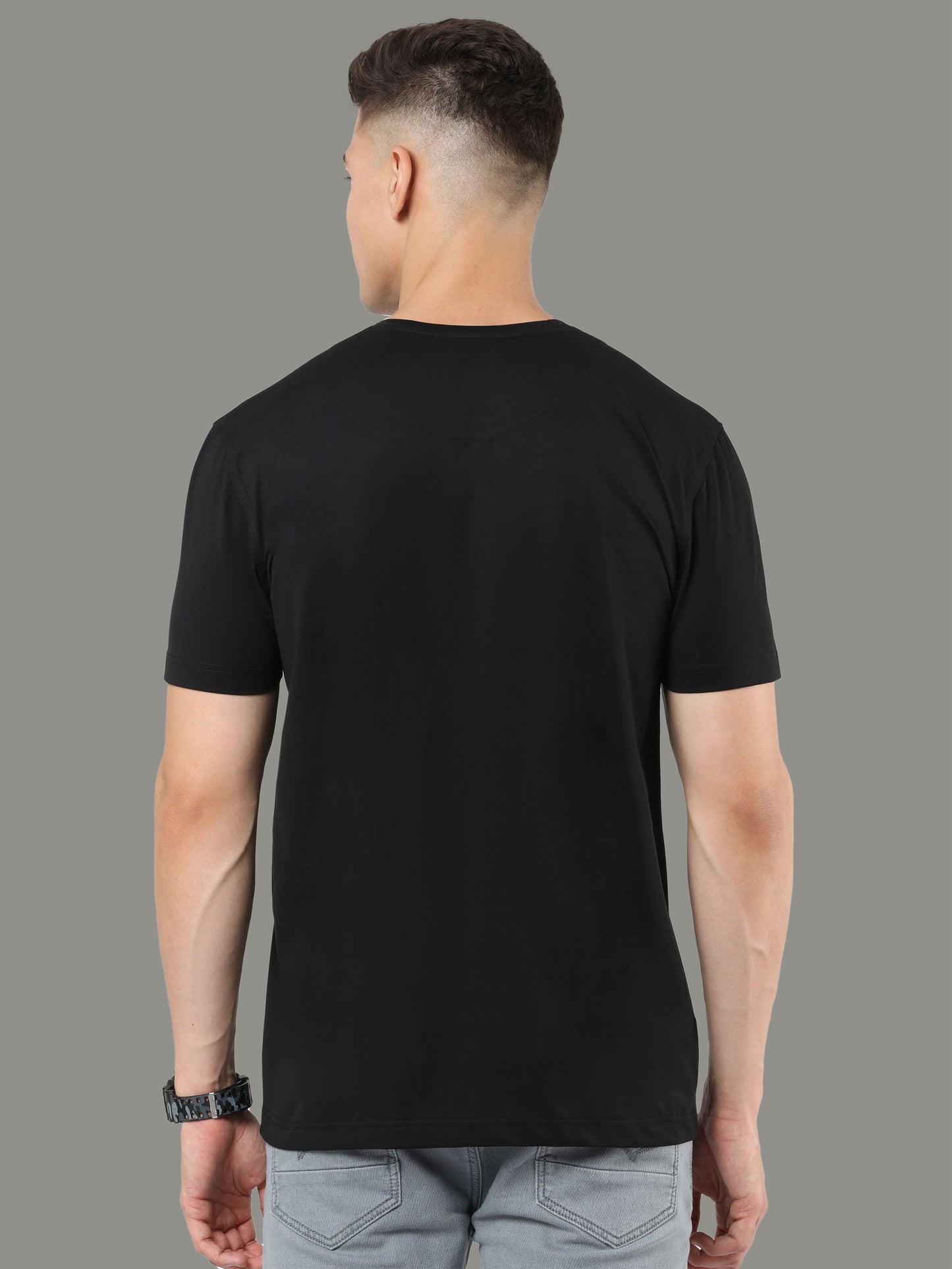 Black Men's Tribal Print Round Neck T Shirts