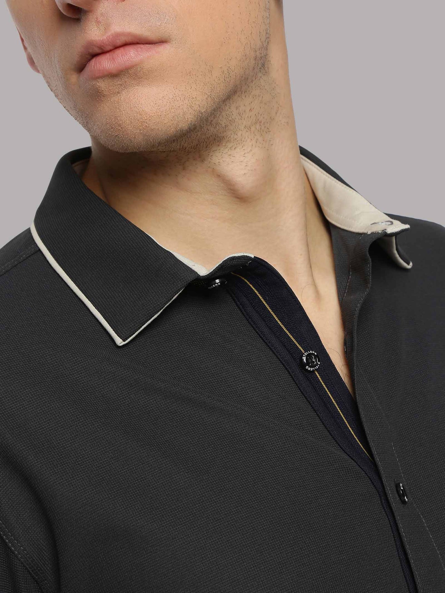 Dark Grey Men's Premium Knitted Shirt