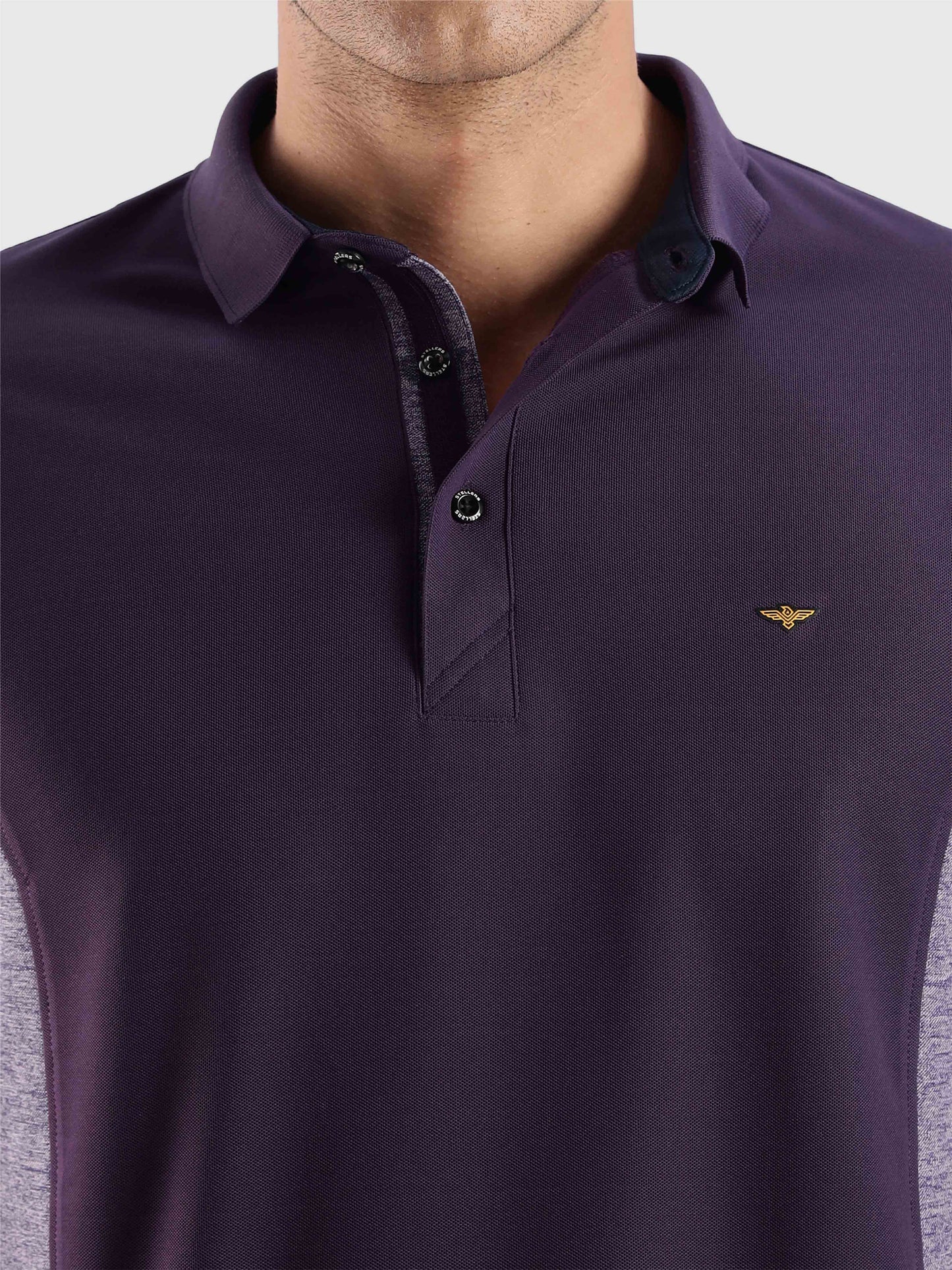 Men's Black Currant Color Block Polo T-Shirt | Wrinkle-Free | Quick Dry | Stretchable | Odour-Free | UV Protected