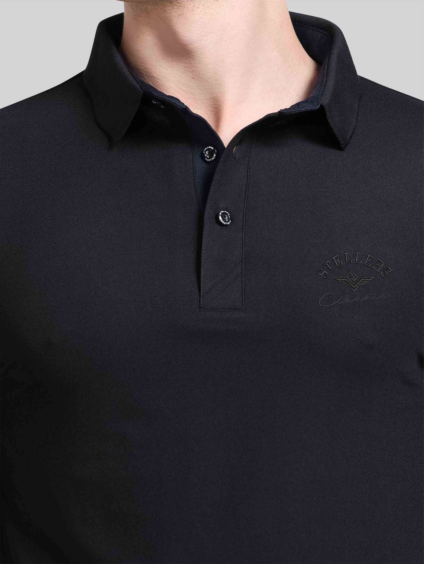 Men Black Classic Golf Polo T-Shirt | Quick Dry | Stretchable | UV Protected | Wrinkle & Odour-Free