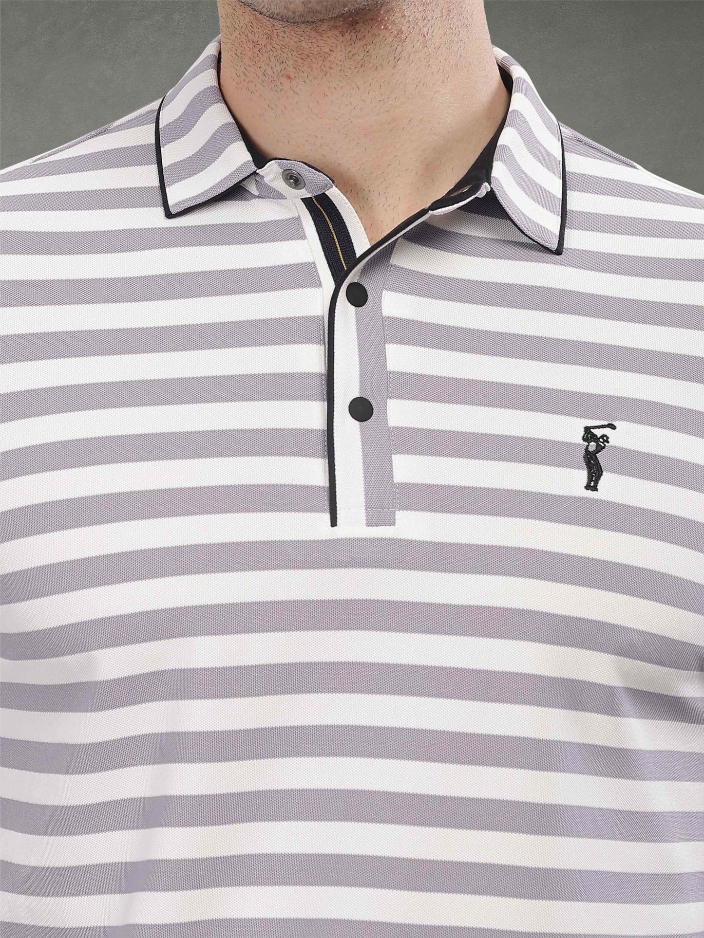 Purple Men's Stripes Polo T-Shirt | Quick Dry | Stretchable | UV Protected | Wrinkle & Odour-Free
