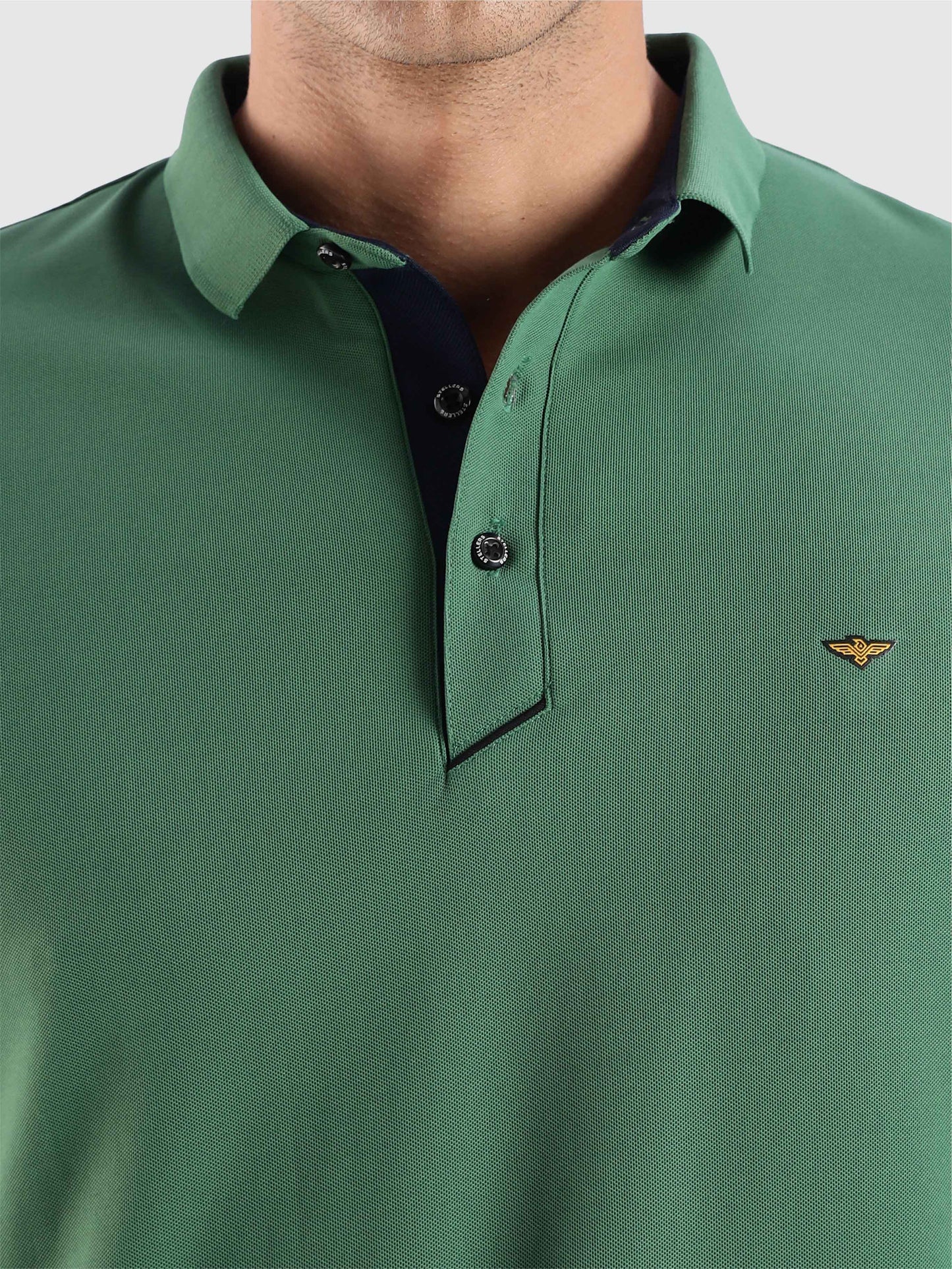 Men's Apple Green Full Sleeve Polo T-Shirt