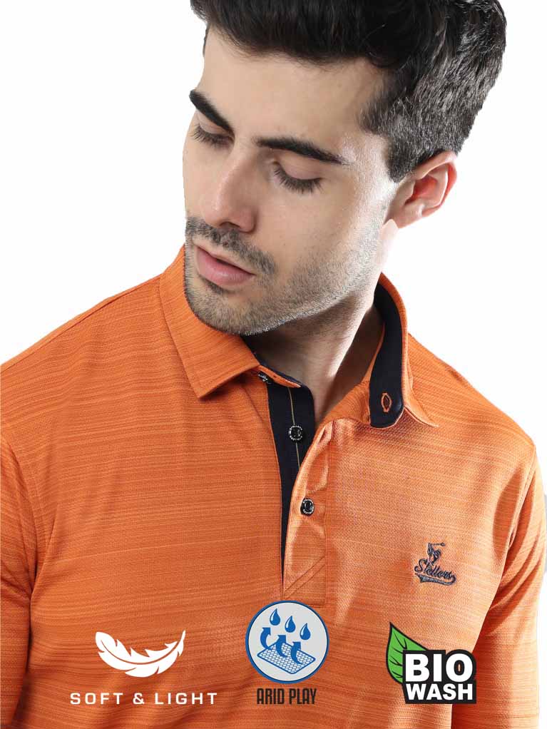 Russet Men's Barcode Weave Golf Polo T Shirt