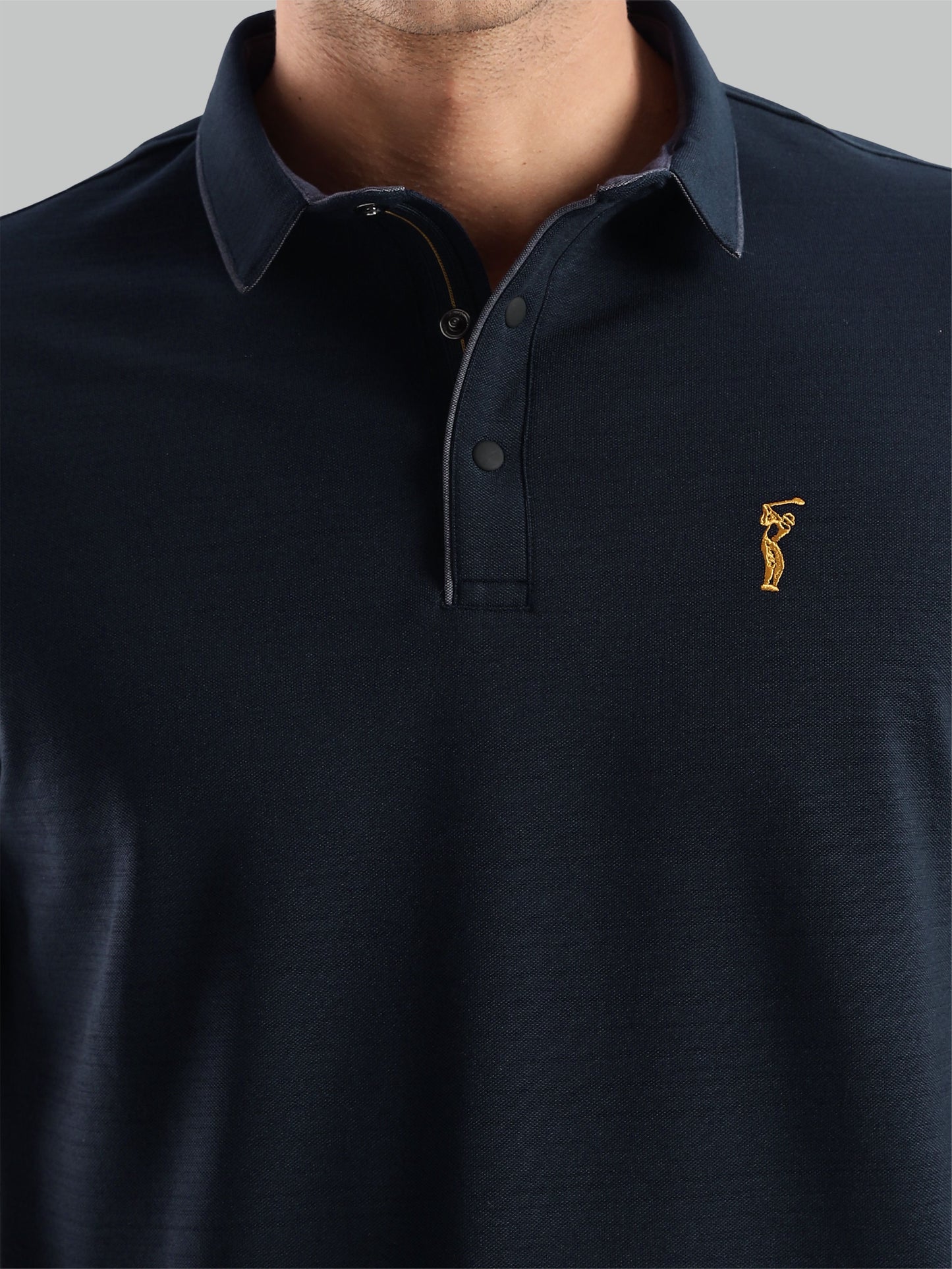 Navy Blue Premium Pique Crush Polo T-Shirt