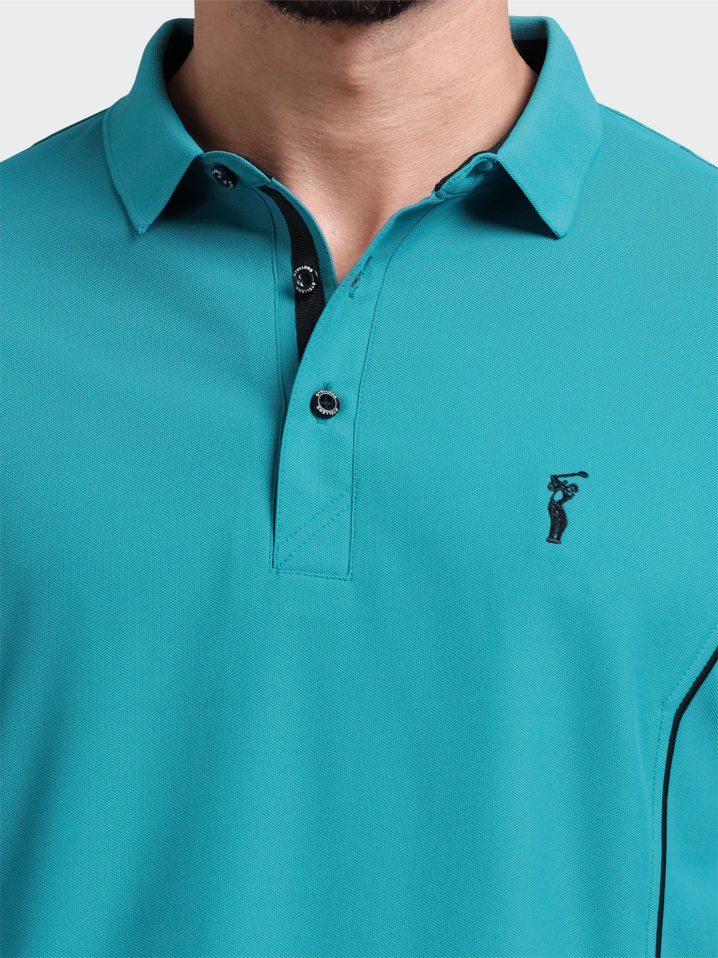 Jade Green - Men's Piping Design Polo T-Shirt | Wrinkle-Free | Quick Dry | Odour-Free | Stretchable | UV Protected