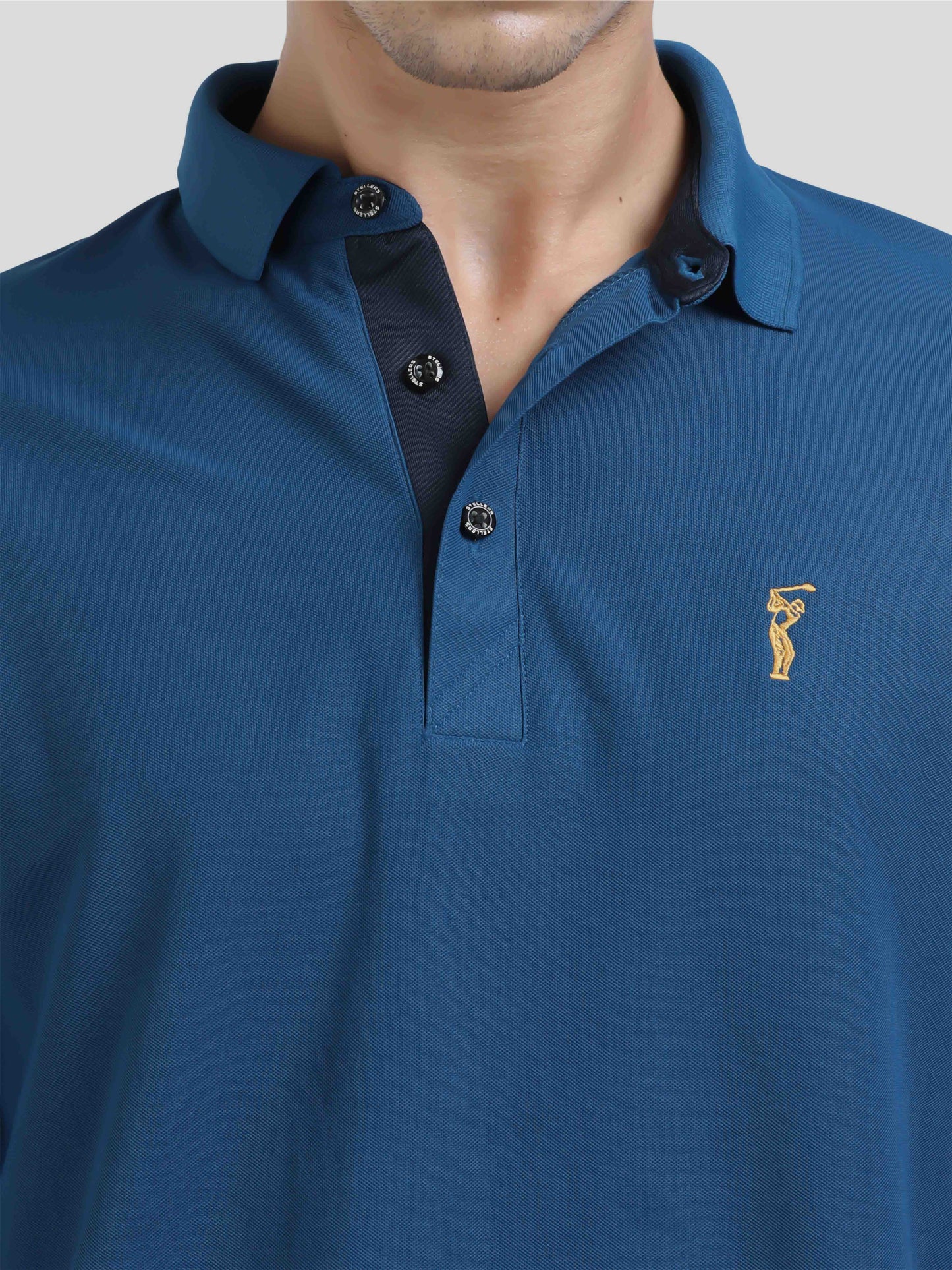 Men Teal Blue Premium Golf Polo T-Shirt | Quick Dry | Stretchable | UV Protected | Wrinkle & Odour-Free