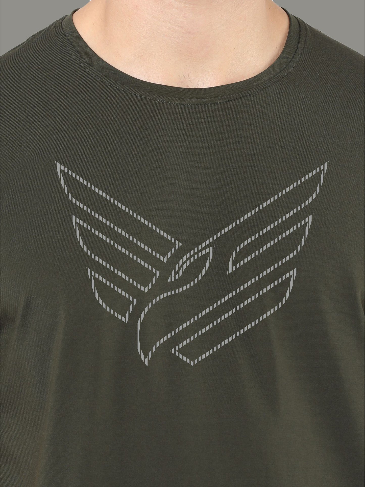 Olive Green Men's Crew Neck T-Shirts Dot Eagle