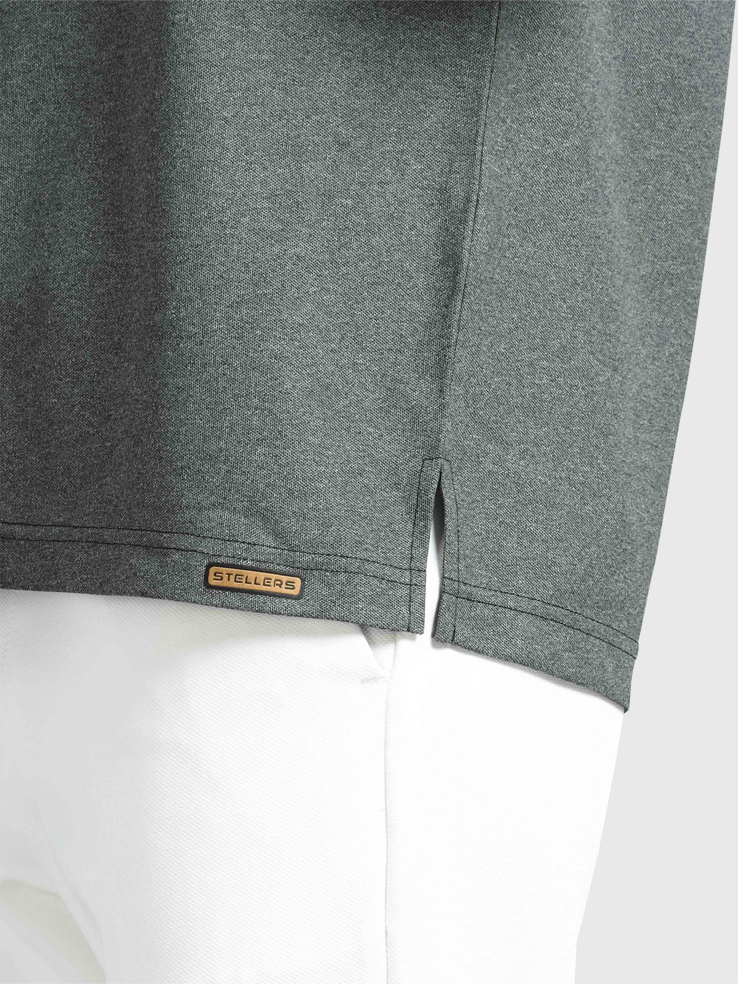 Men’s Charcoal Grey Chinese Collar Polo T-shirt – Raglan Sleeves | Wrinkle-Free | Quick Dry |  Odour-Free | Stretchable | UV Protected