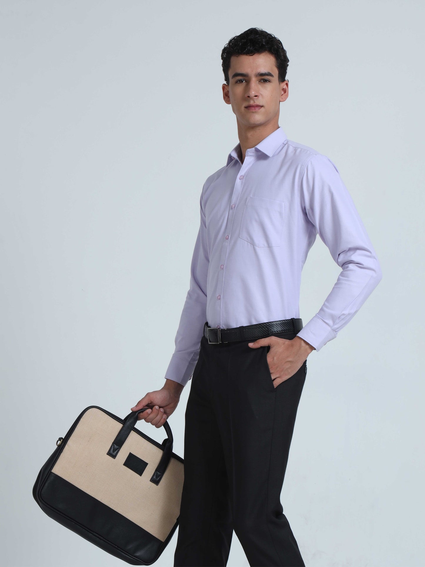 Light Purple Oxford Formal Shirt for Men