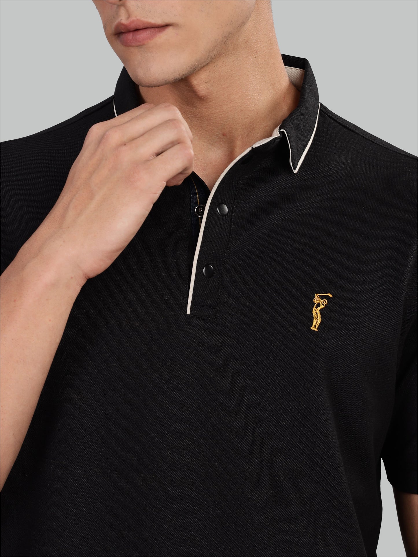 Men's Black Premium Pique Crush Polo T-Shirt