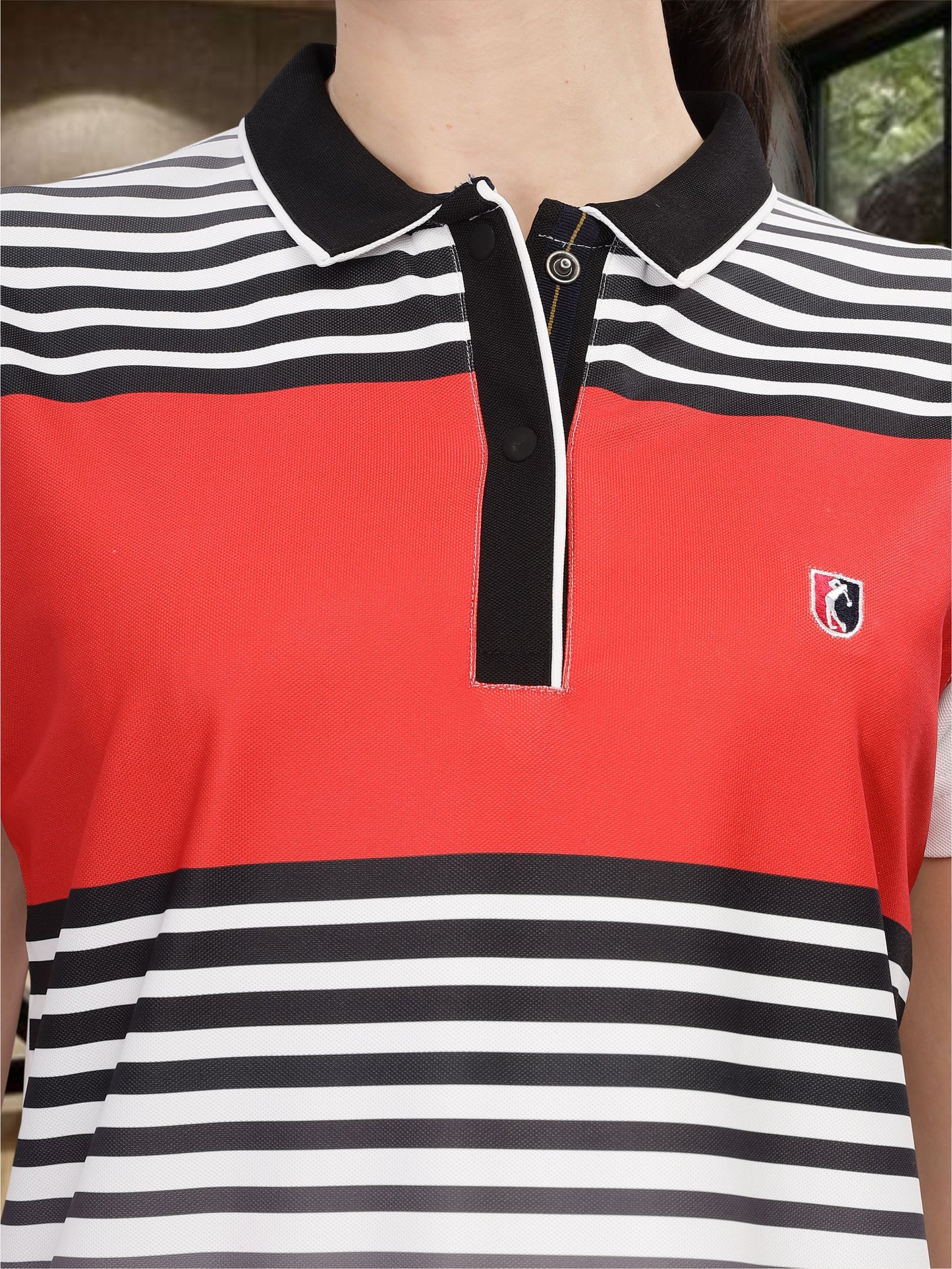 Red Women Active Wear Polo T-Shirt