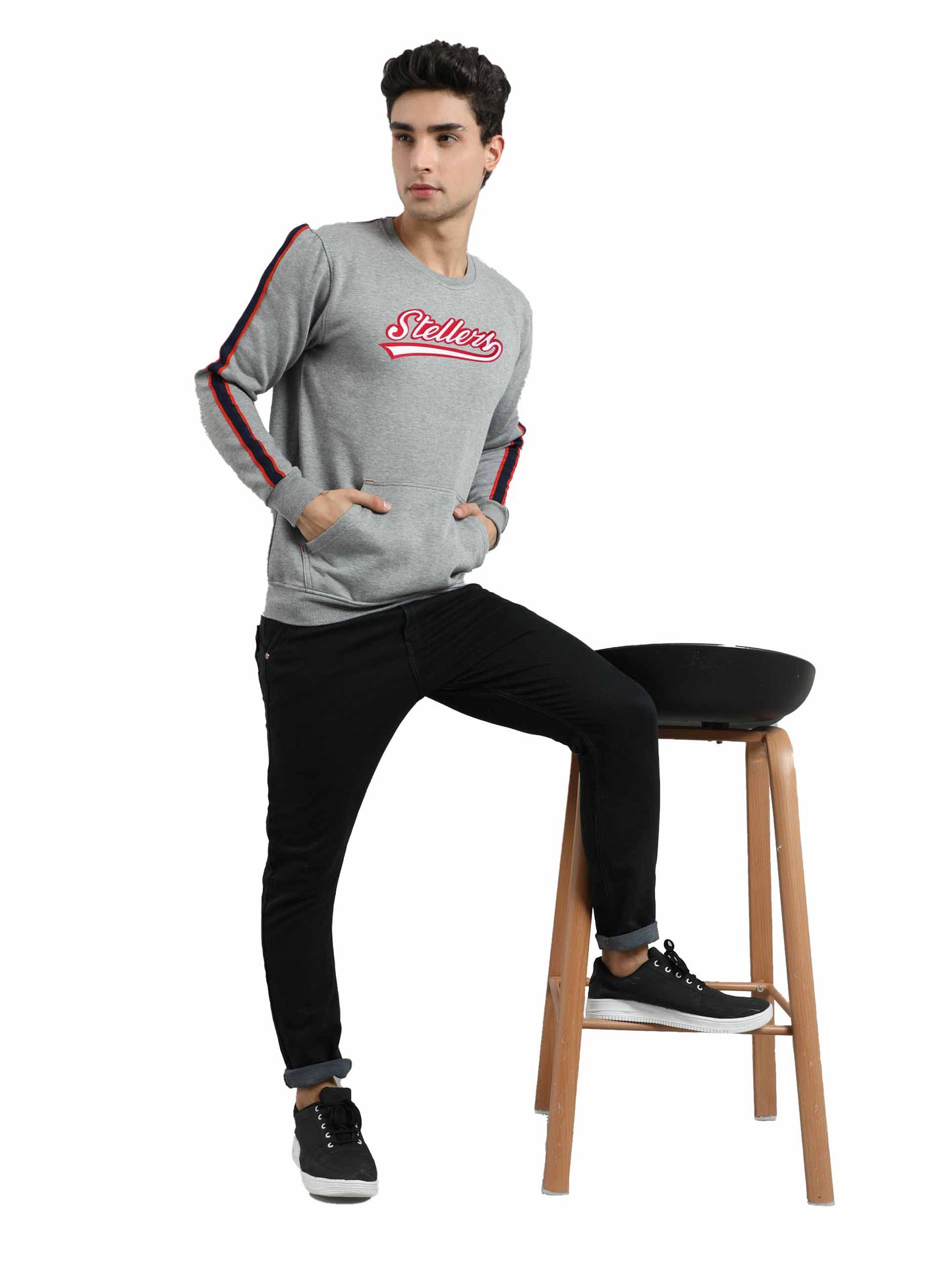 Grey Men's Cotton Crew Neck Sweatshirt