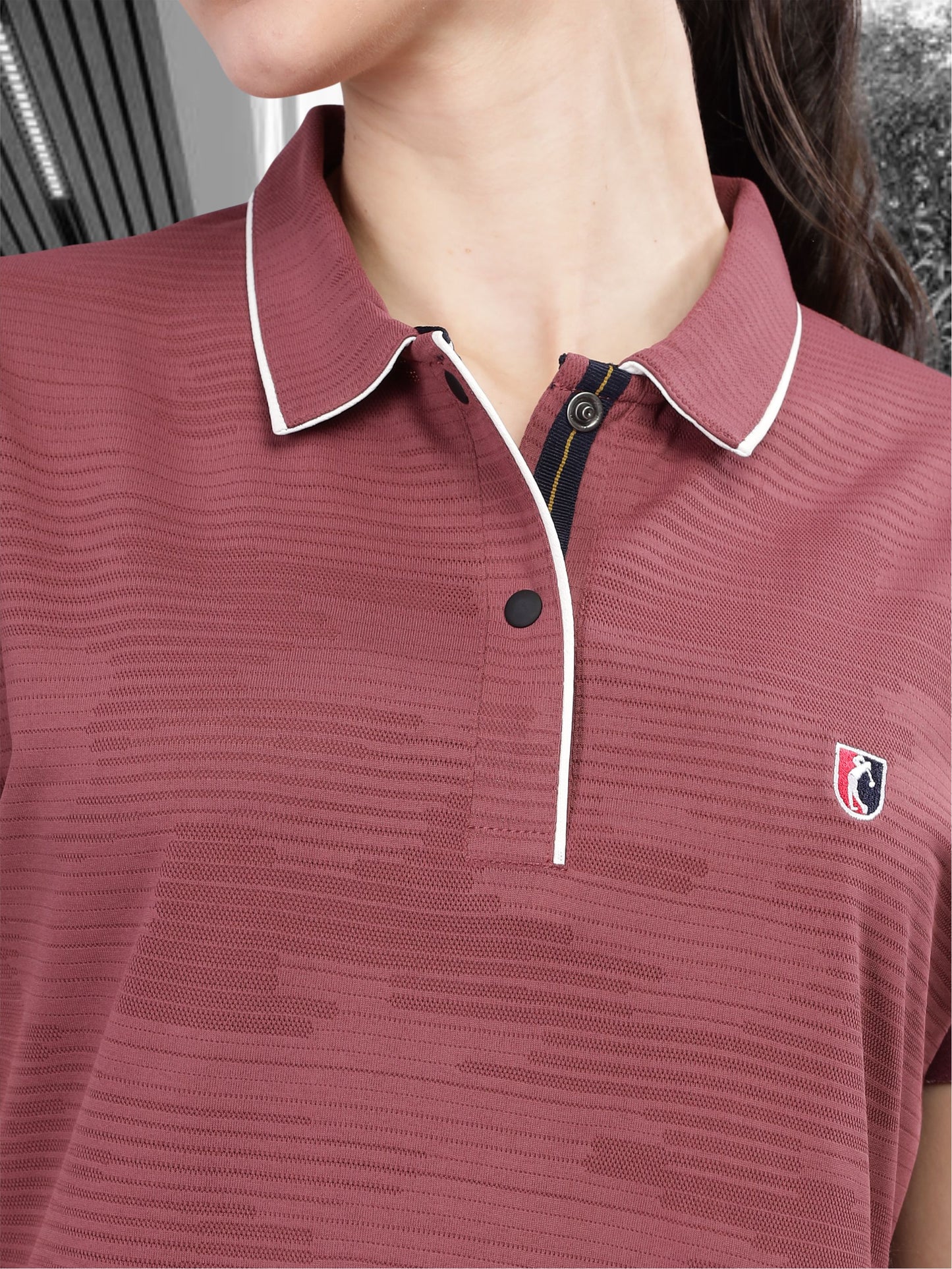 Mauve Women Active Wear Polo T-Shirt